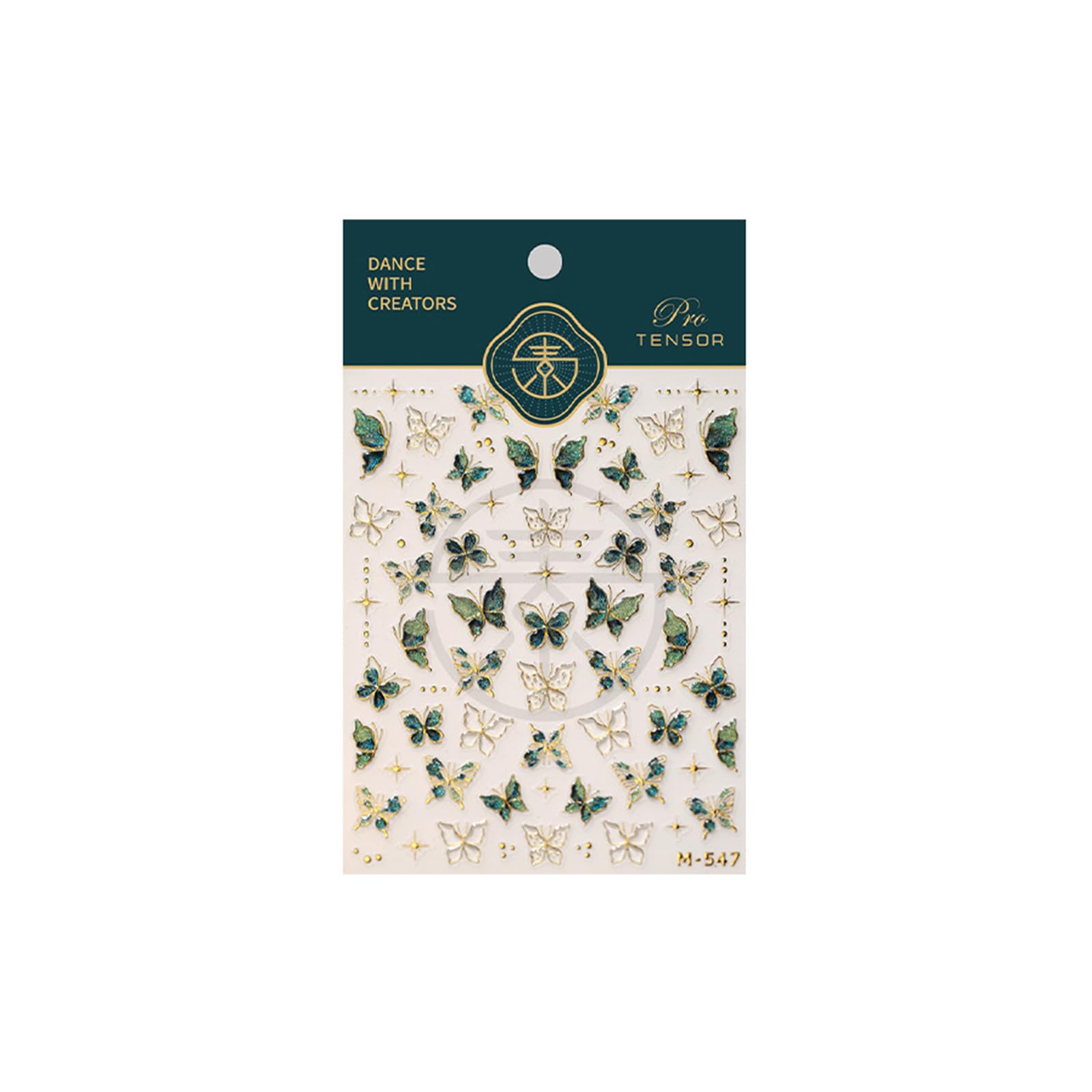 5D Self-Adhesive Green Butterfly Nail Art Stickers - Gold Edge Embossed Nail Decals with Glitter for Women & Girls | Perfect for Nail Art, Manicures, Parties & Special Occasions