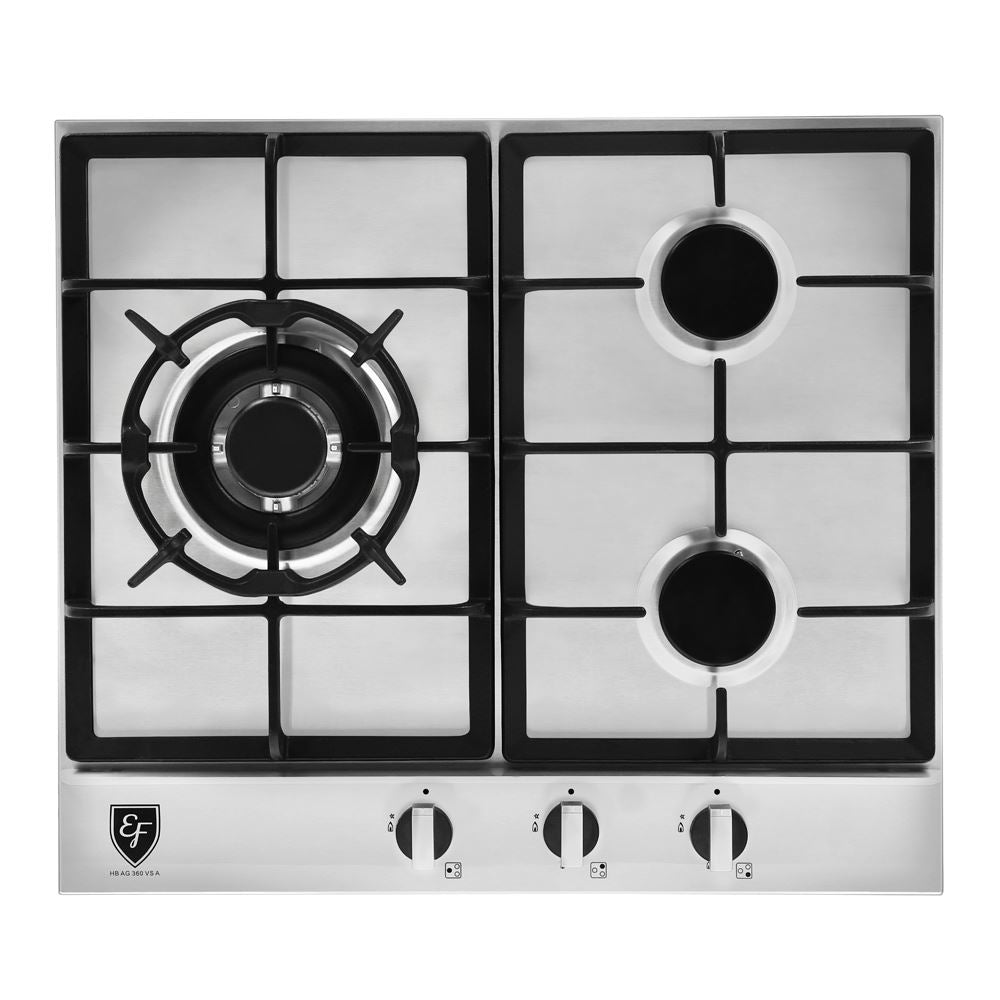 EF 90cm Stainless Steel Chimney Hood CK Fino + EF HB AG 360VS 58cm Built-in Hob - Modern Kitchen Ventilation for Home Cooking & Baking