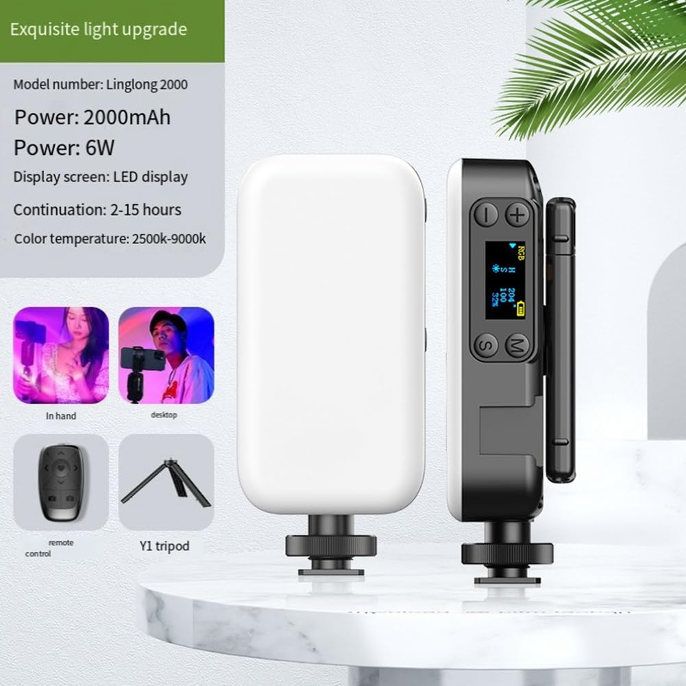 Xinyan Photography LED Lights - RGB Fill Light for Direct Broadcast & Ambient Lighting with Desktop Phone Stand | Perfect for Live Streaming, YouTube Videos, and Home Studio Photography