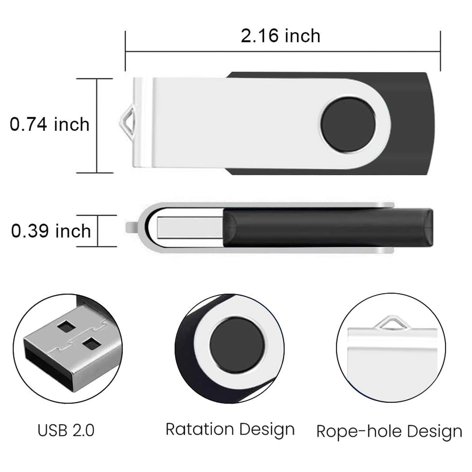 32GB USB Flash Drive 10-Pack with Lanyards - Bulk Storage for Office, School & Data Backup