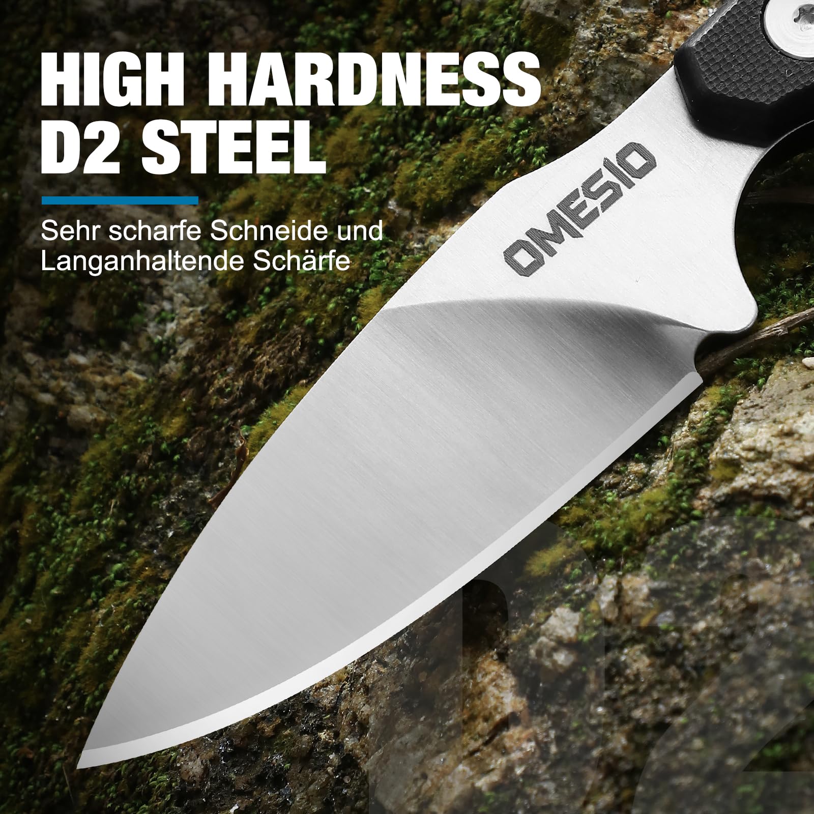Omesio Compact Fixed Blade Knife with Clip - D2 Steel 2.99
