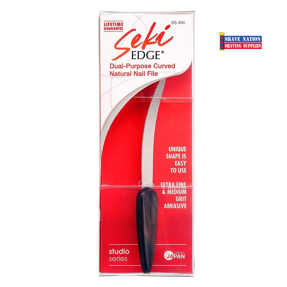 Seki Edge 2-Sided Curved Nail File - Professional Stainless Steel 404 Nail Clipper for Manicure & Pedicure | Perfect for Home, Salon & Travel Nail Care