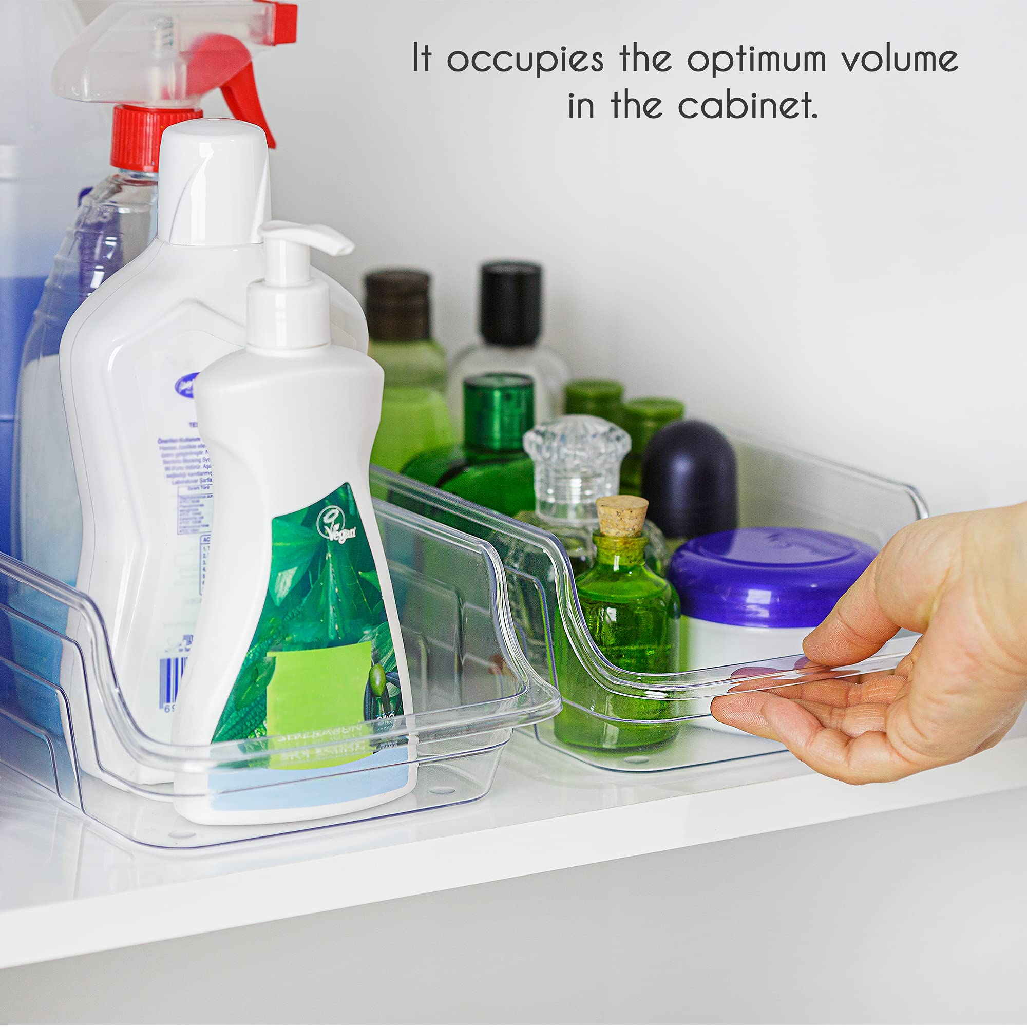 Clear Stackable Fridge Organizer Bins - 2 Pcs for Food & Drinks Storage