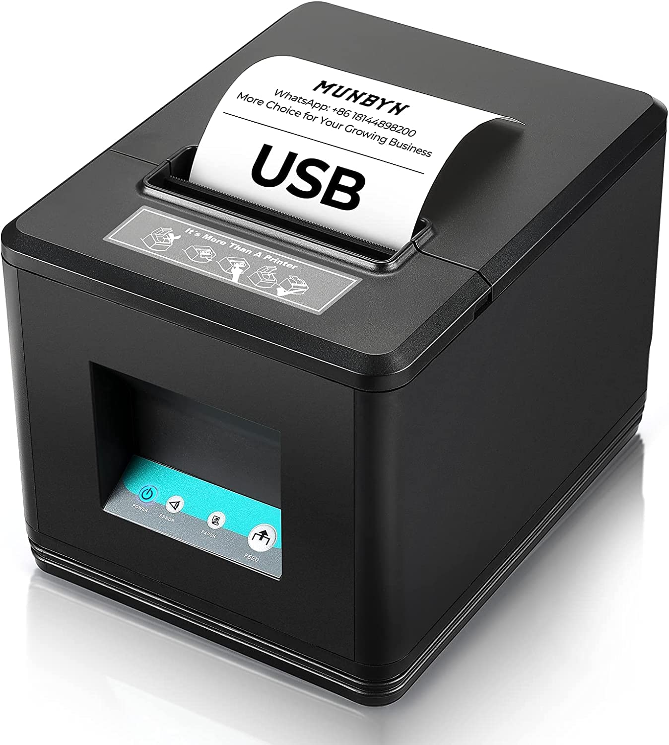 MUNBYN 80mm USB Thermal Receipt Printer with Auto Cutter - ESC/POS Compatible for Windows & Mac - POS System, Retail Store, Restaurant, Small Business (USB Interface Only)