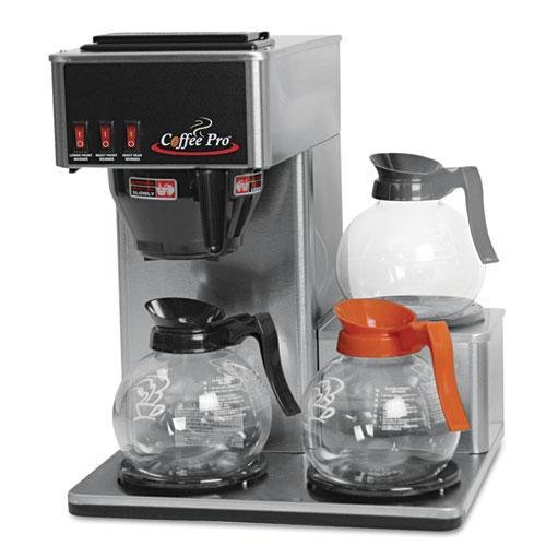 Commercial Three-Burner Low Profile Coffee Maker - Stainless Steel Coffee Machine (CP3LB) for Restaurants, Cafes & Offices