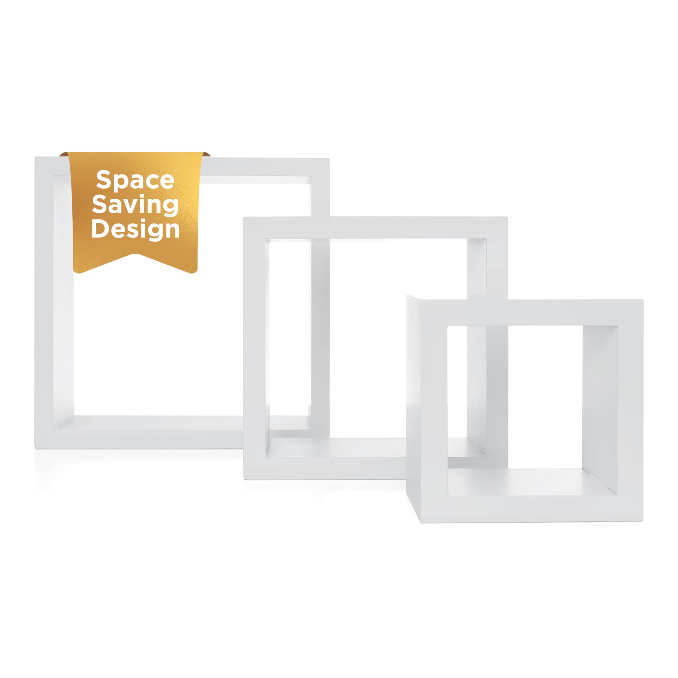 Kiera Grace Floating Wall Shelves - Modern Square Shelves Set of 3 (5