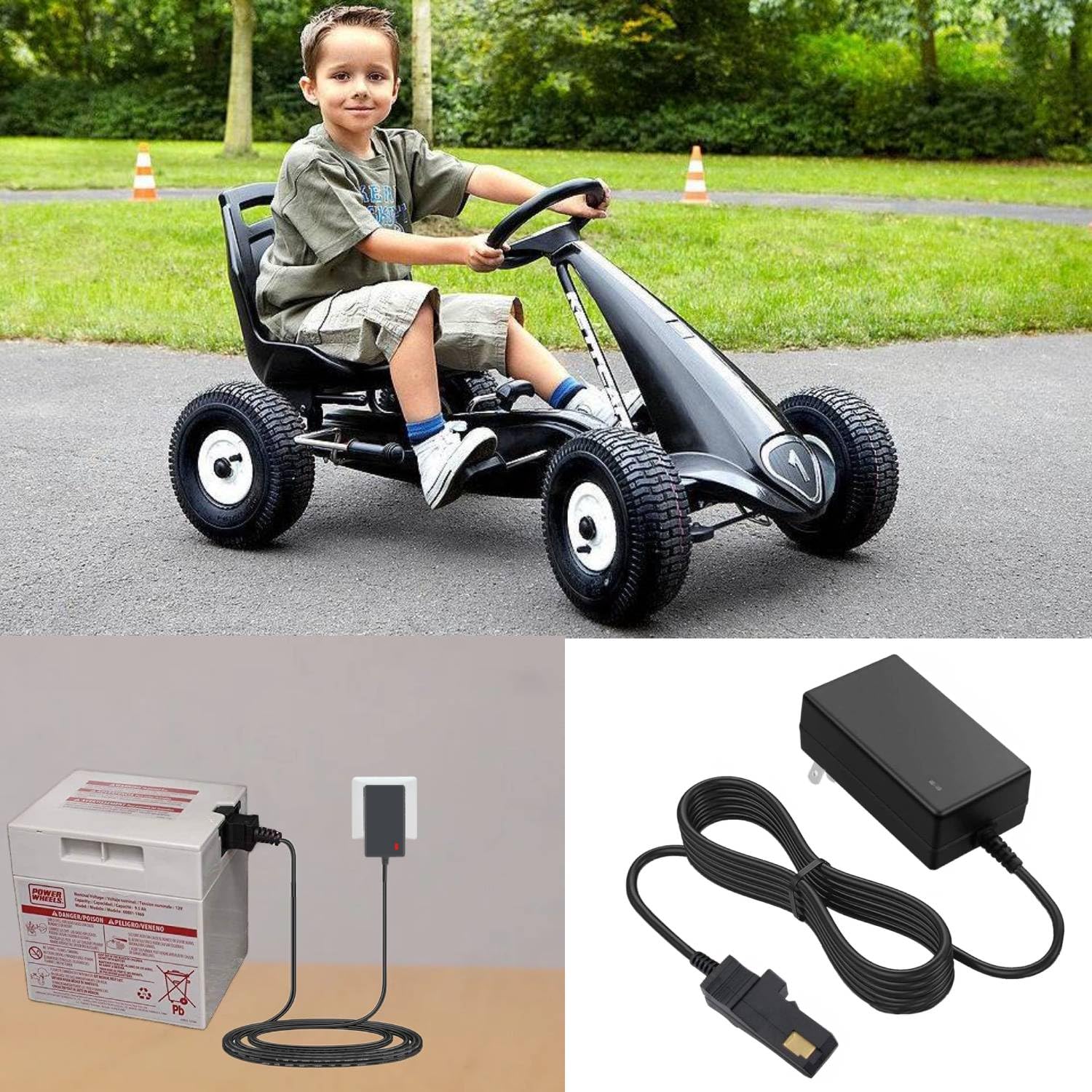 12V Battery Charger for Power Wheels & Fisher-Price Ride-On Toys - Replacement Charger (00801-0638) - Perfect for Kids' Electric Cars, Jeeps & Toy Vehicles