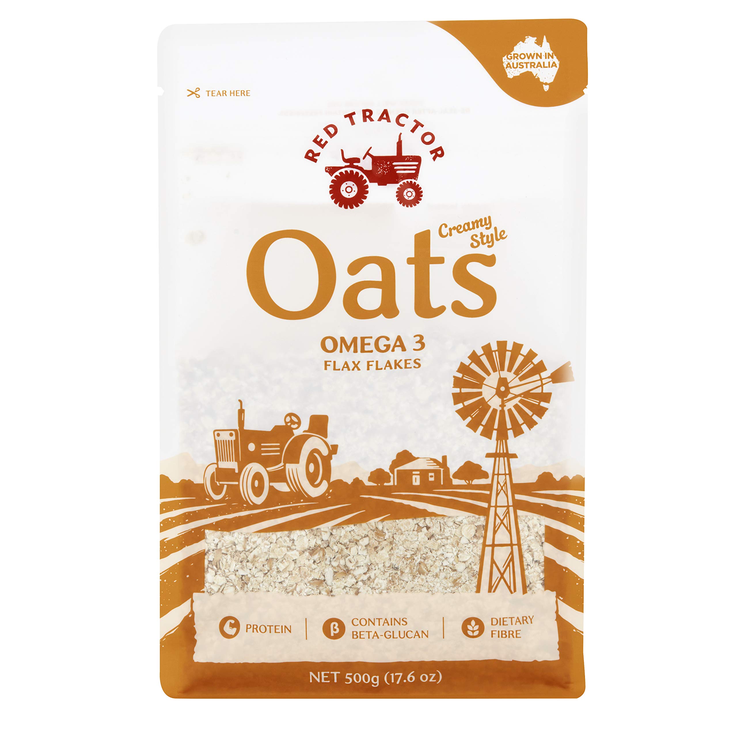 Red Tractor Foods Omega 3 Instant Oats - 500g Pack | High Fiber Breakfast Cereal | Quick & Healthy Meal for Kids & Adults | Perfect for Busy Mornings & Office Snacks