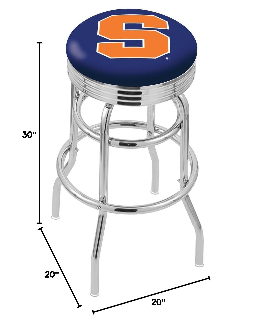 Syracuse University Holland Bar Stool L7C3C - 25 Inch Swivel Counter Height Stool for Kitchen Island, Breakfast Bar & Game Room