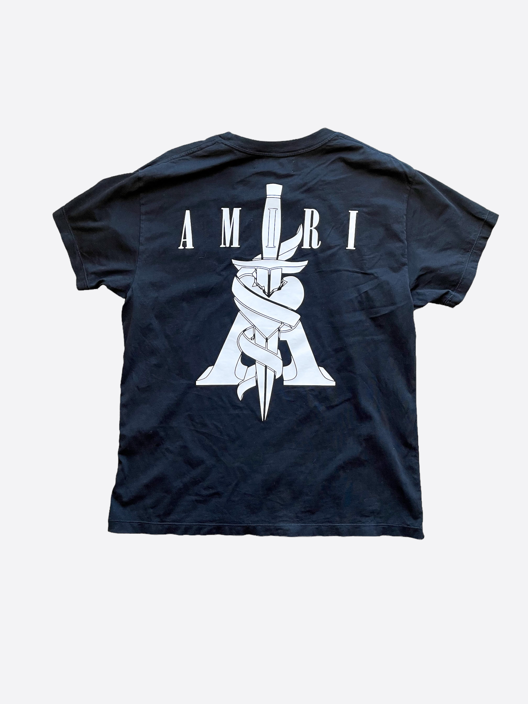 Amiri Black Dagger Logo T-Shirt for Men | Premium Cotton Graphic Tee | Streetwear Fashion & Casual Wear