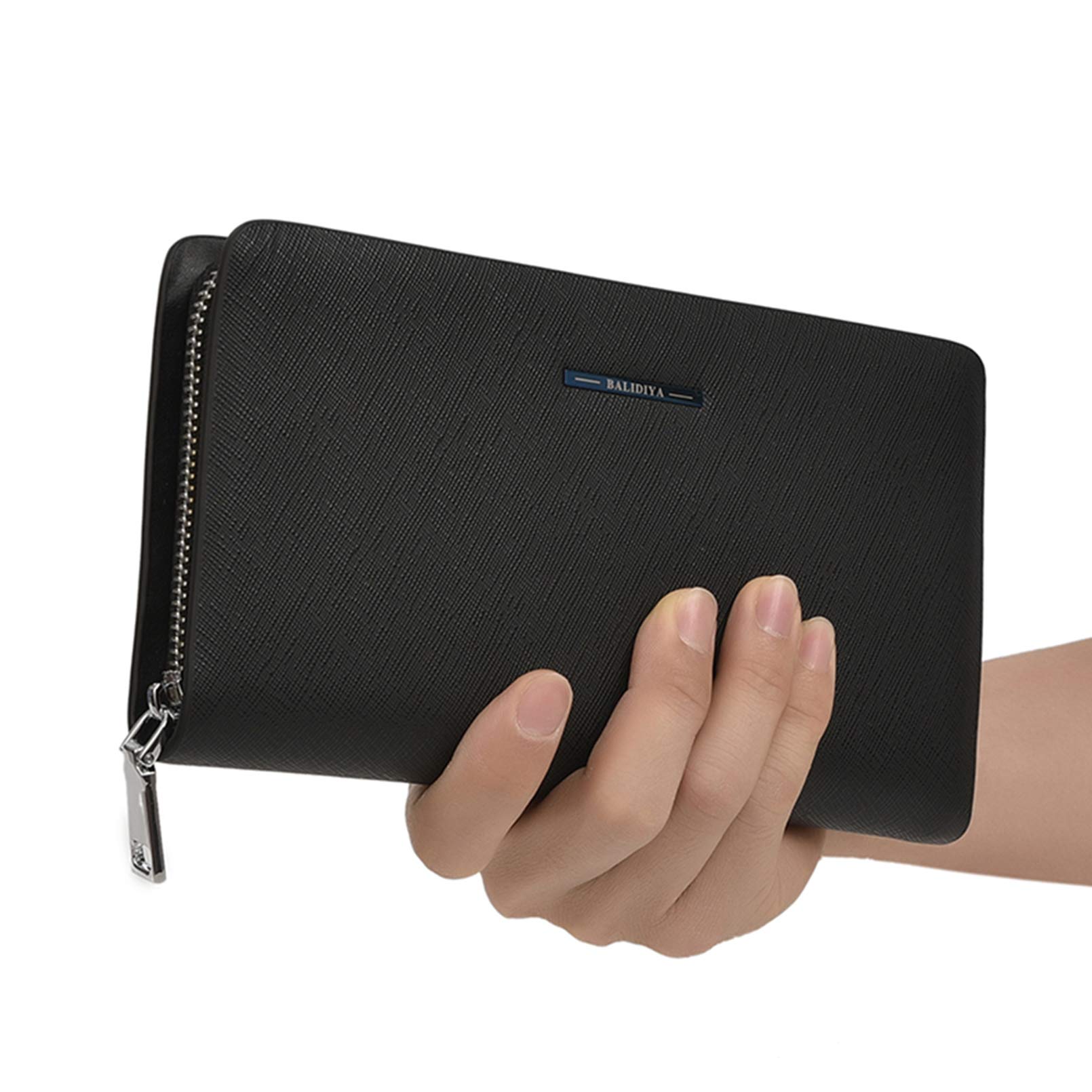Genuine Leather Men's Clutch Bag - Slim Wallet with RFID Protection & Business Card Holder - Perfect for Business, Travel, and Everyday Use