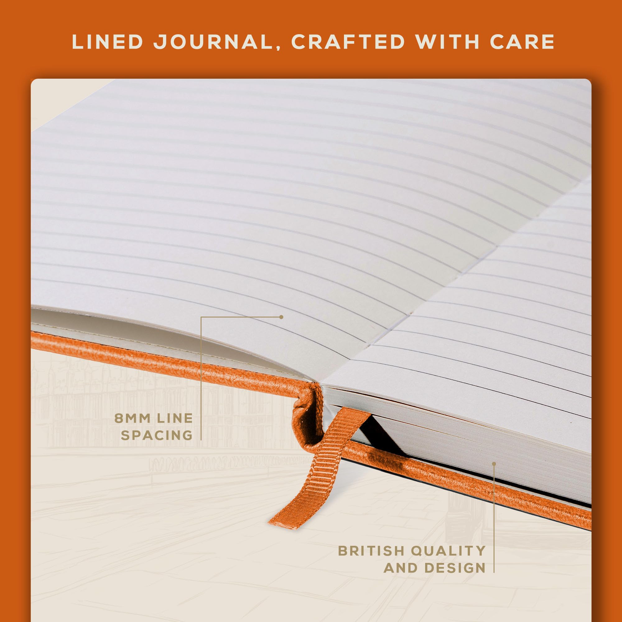 BEECHMORE A5 Lined Journal Notebook - 5.8 x 8.3 Inch Hardcover Leather Writing Notebook with 160 Pages, 120 GSM Thick Paper - Perfect for Work, School, Travel & Daily Journaling - Gift Box Included