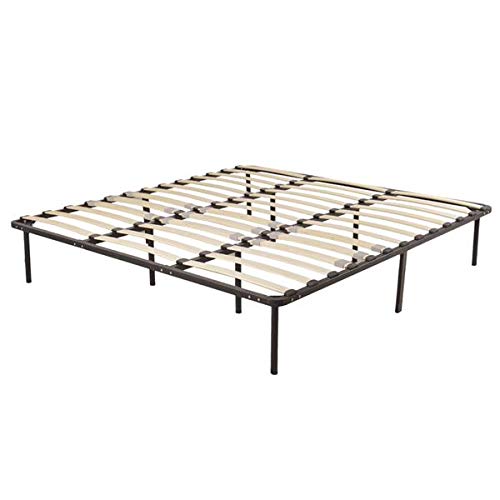 DAVEBELLA 79x75x14 Inch King Size Wooden Bed Slats with Metal Iron Frame - Heavy Duty Black Bed Base for Master Bedroom, Guest Room, Dormitory