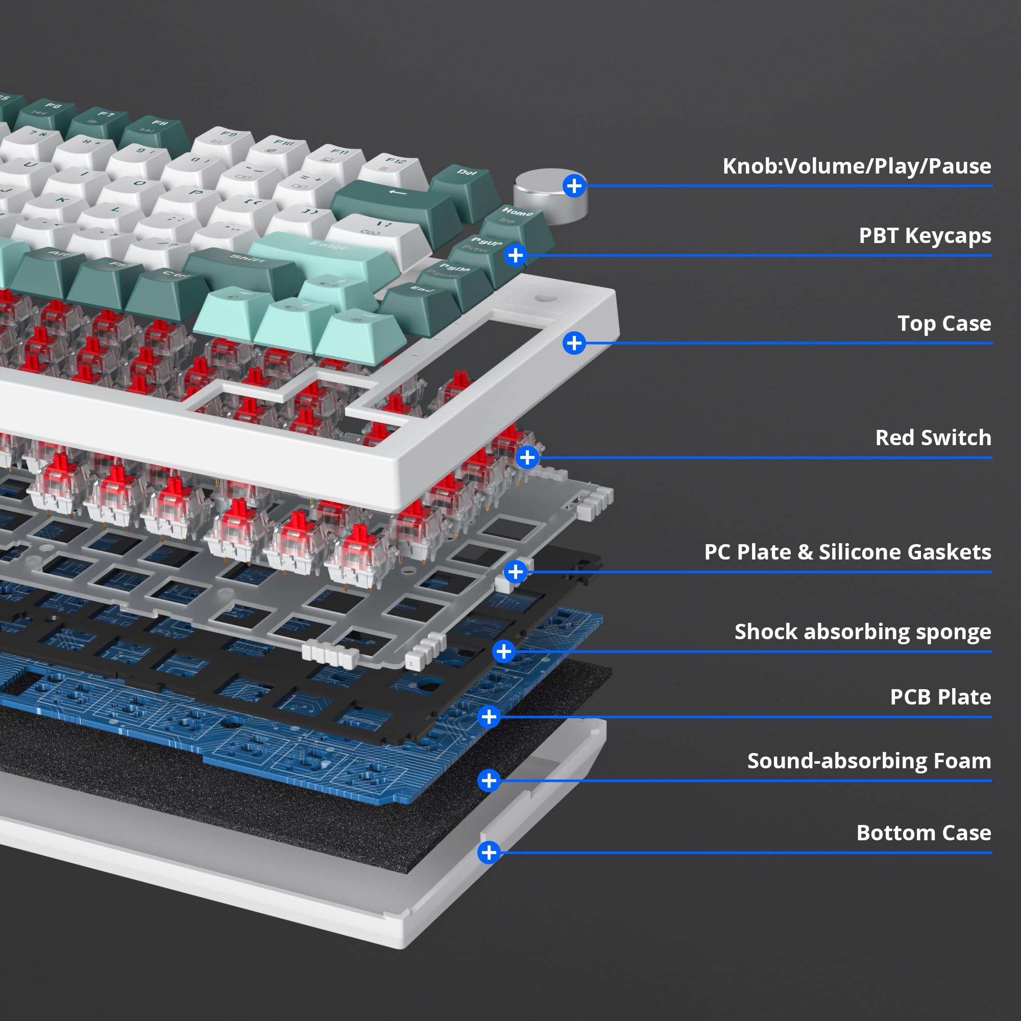 SbocKeeb 75% Gasket-Mounted Mechanical Keyboard - 82-Key Compact Wired RGB Gaming Keyboard with Hot-Swap Sockets & Sound Dampening Foam for Mac/Windows (Green Forest) - Perfect for Typing, Gaming & Office Work
