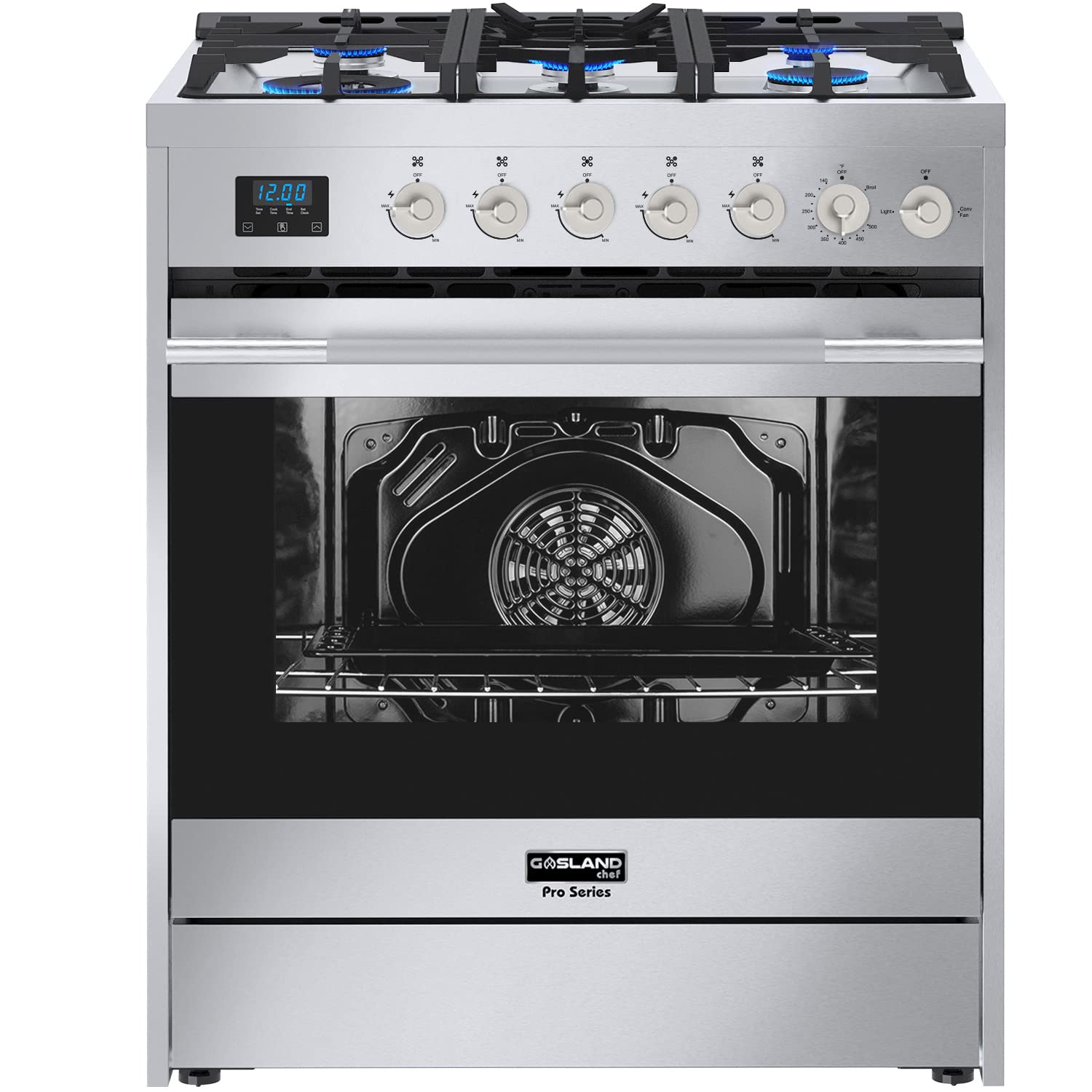 30 Inch 5-Burner Gas Stove Oven with 5.0 cu.ft Convection Oven - GASLAND Chef Series | Digital Timer, Storage Drawer, NG/LPG Convertible | Perfect for Home Kitchens & Professional Cooking