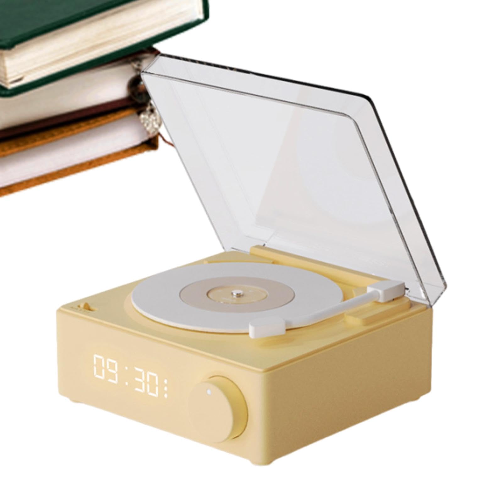 Vertical Turntable with Wireless Speakers - Portable Record Player with Alarm Clock, Perfect for Parties, Bedroom, Hiking, Biking, Beach, and Outdoor Adventures