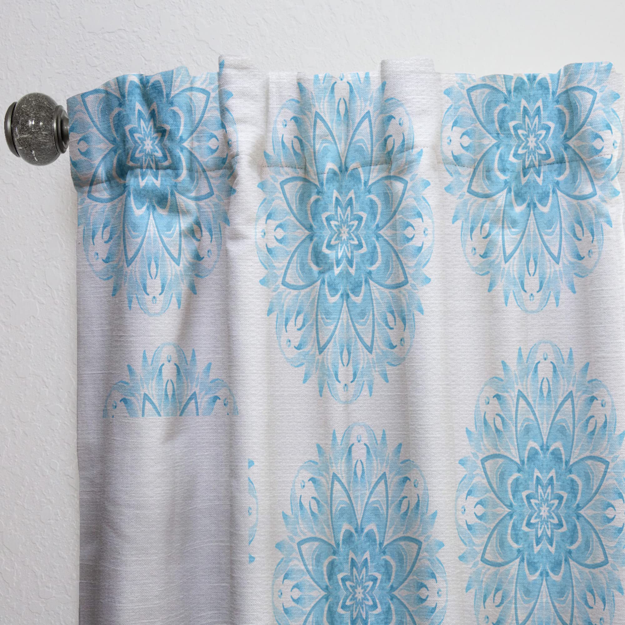 DesignQ Blue Geometric Circular Pattern Thermal Insulated Curtain Panel - 52x84 Inches - Blackout Drapes for Bedroom & Living Room - Perfect for Home Decor, Privacy & Energy Efficiency
