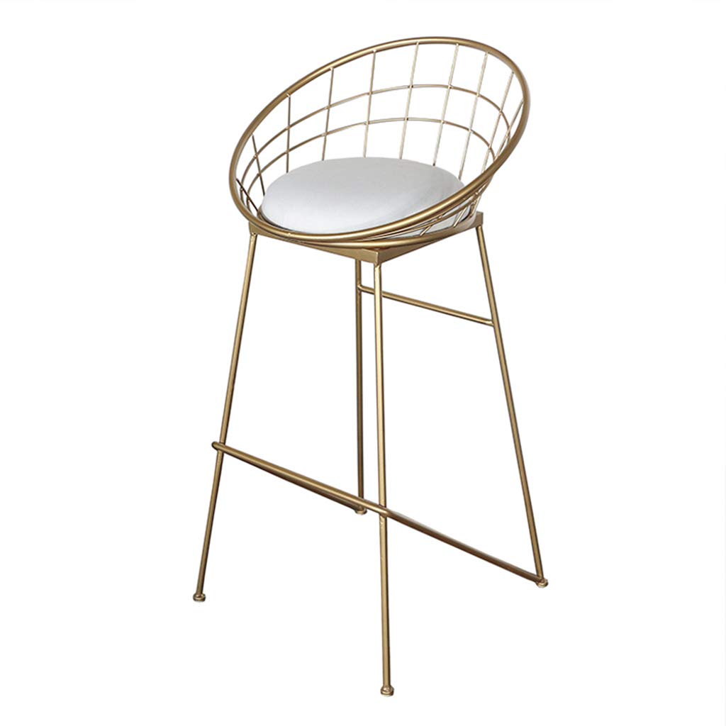 Modern Elegant Upholstered Bar Stools with Gold Iron Legs - 65cm Seat Height Footrest & Backrest - Perfect for Breakfast Bars, Pubs, Bistros & Counter Height Dining