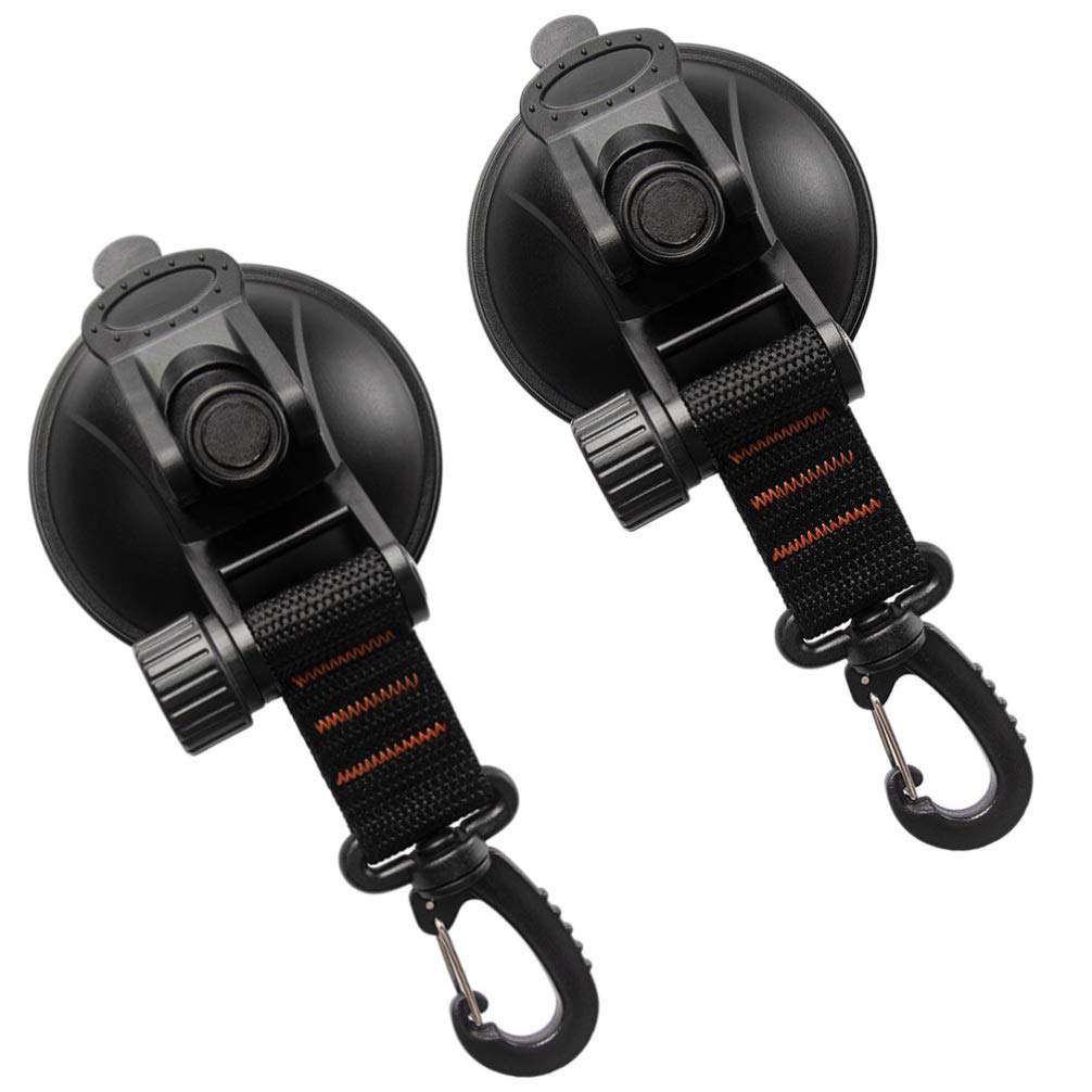 FAVOMOTO 2-Pack Portable Suction Cup Hooks for Camping, Travel & Outdoor - Heavy Duty Hanging Hooks for Toiletries, Side Awnings, Gear Organization in Tents, RVs & Home Use
