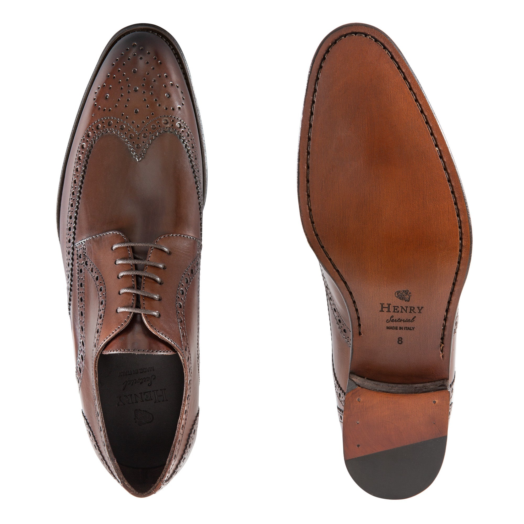 HENRY SARTORIAL Men's Classic Brown Brogue Derby Shoes - Formal & Casual Dress Shoes for Office, Wedding & Business Occasions