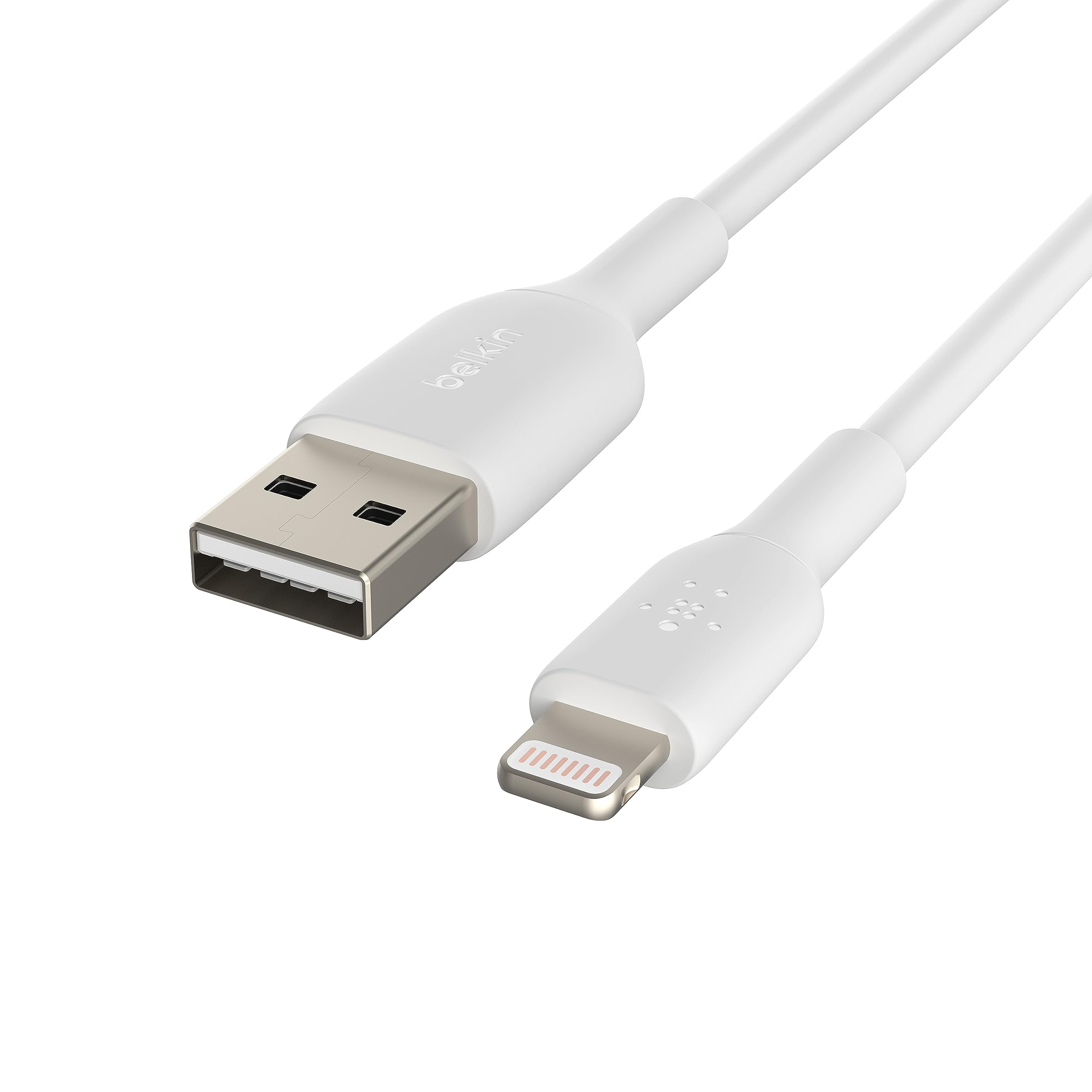 Belkin BoostCharge 3M MFi Certified Lightning Cable for iPhone - Fast Charging USB to Lightning Cord - Durable 9.8ft iPhone Charger Cable (White) - Perfect for Home, Office & Travel Charging