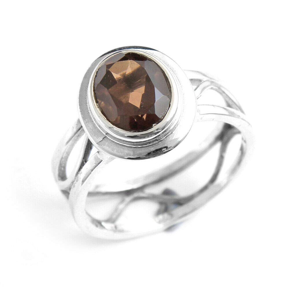 Smokey Quartz 925 Sterling Silver Rings for Women - Elegant Brown Oval Gemstone Bridesmaid Rings, Bezel Set Handmade Statement Jewelry | Perfect for Weddings, Parties & Everyday Wear