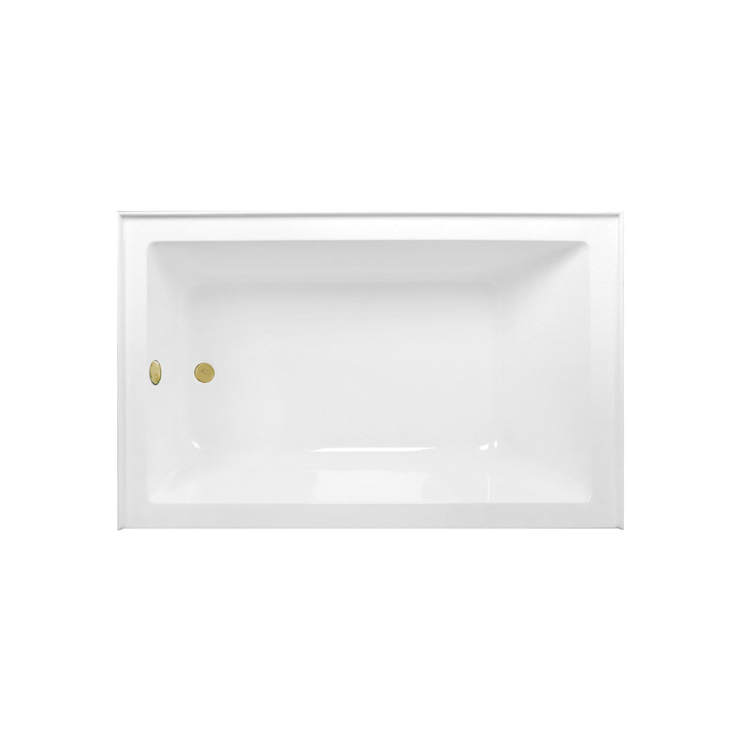 Aqua Eden 60 Inch Acrylic Rectangular 3-Wall Alcove Bathtub Combo with Waste & Overflow Drain - Left Hand Drain, Glossy White/Polished Brass - Perfect for Modern Bathroom Renovations & Spa-Like Retreats