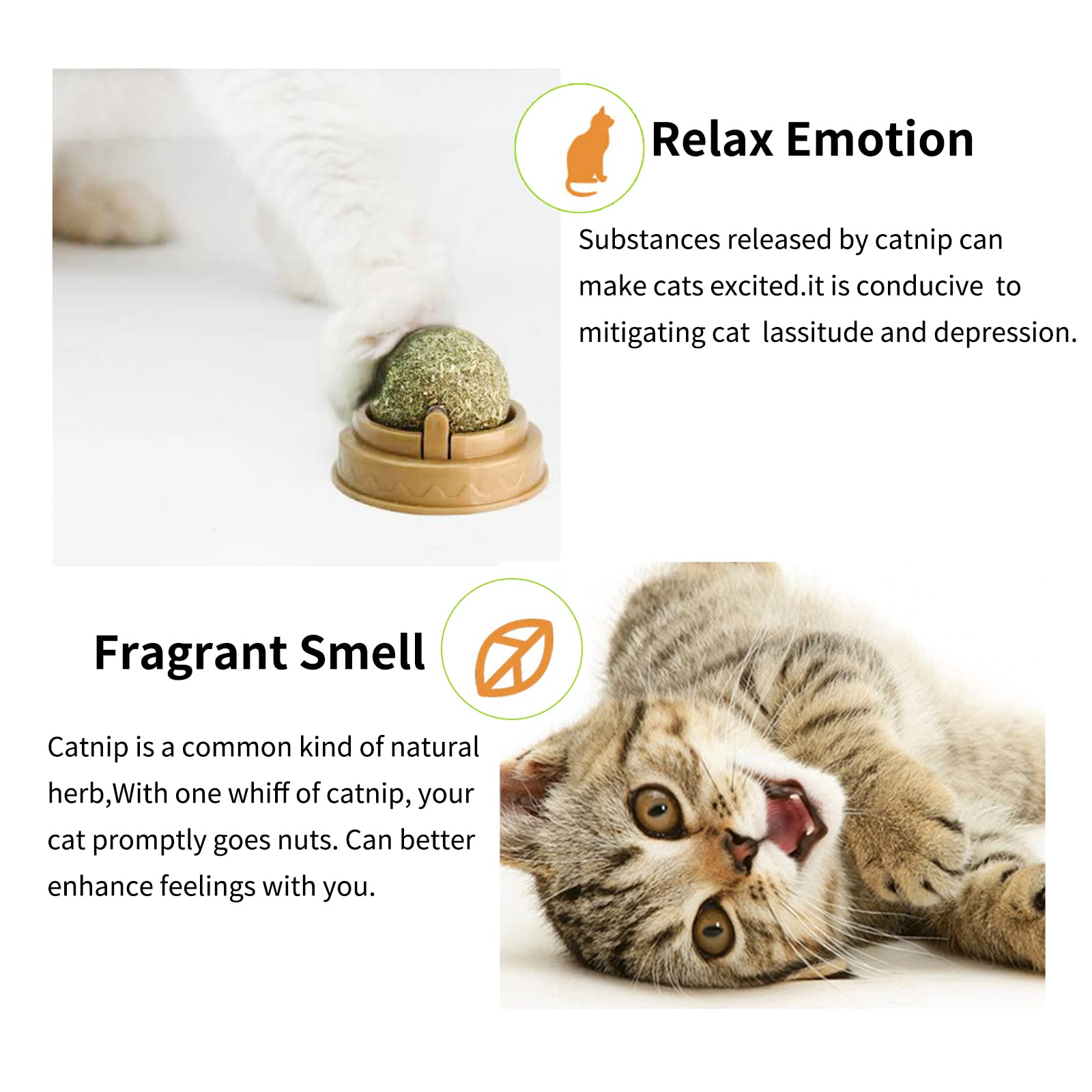 4Pcs Natural Catnip Balls for Cats - Healthy Mint Chew Toys for Indoor Kittens, Wall-Mounted Cat Teething Rollerball - Perfect for Playtime & Stress Relief