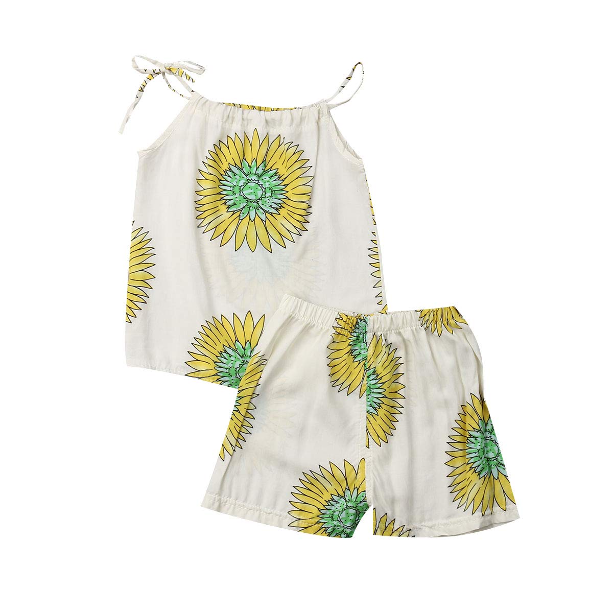 Sunflower Toddler Girls 2-Piece Summer Outfit - Floral Vest Top & Shorts Set for Baby Girls | Perfect for Playdates, Beach Trips & Outdoor Adventures