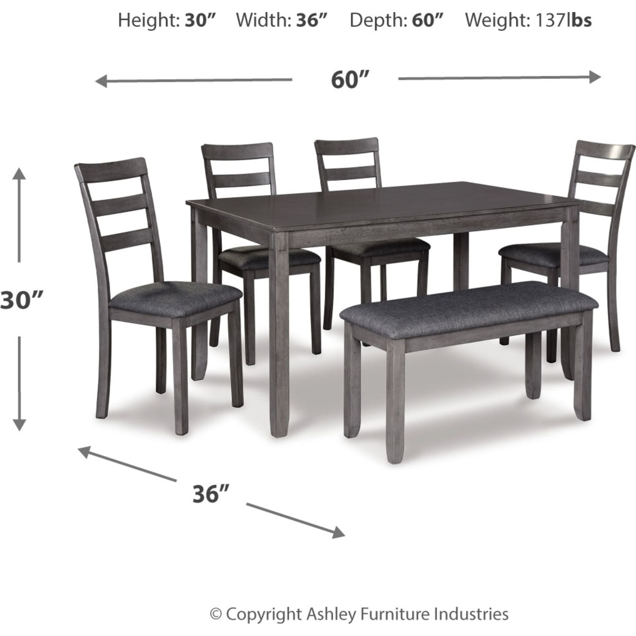 Stylish 5-Piece Bridson Dining Set - Modern Wooden Table & Chairs for Kitchen & Dining Room - Perfect for Family Meals & Entertaining Guests