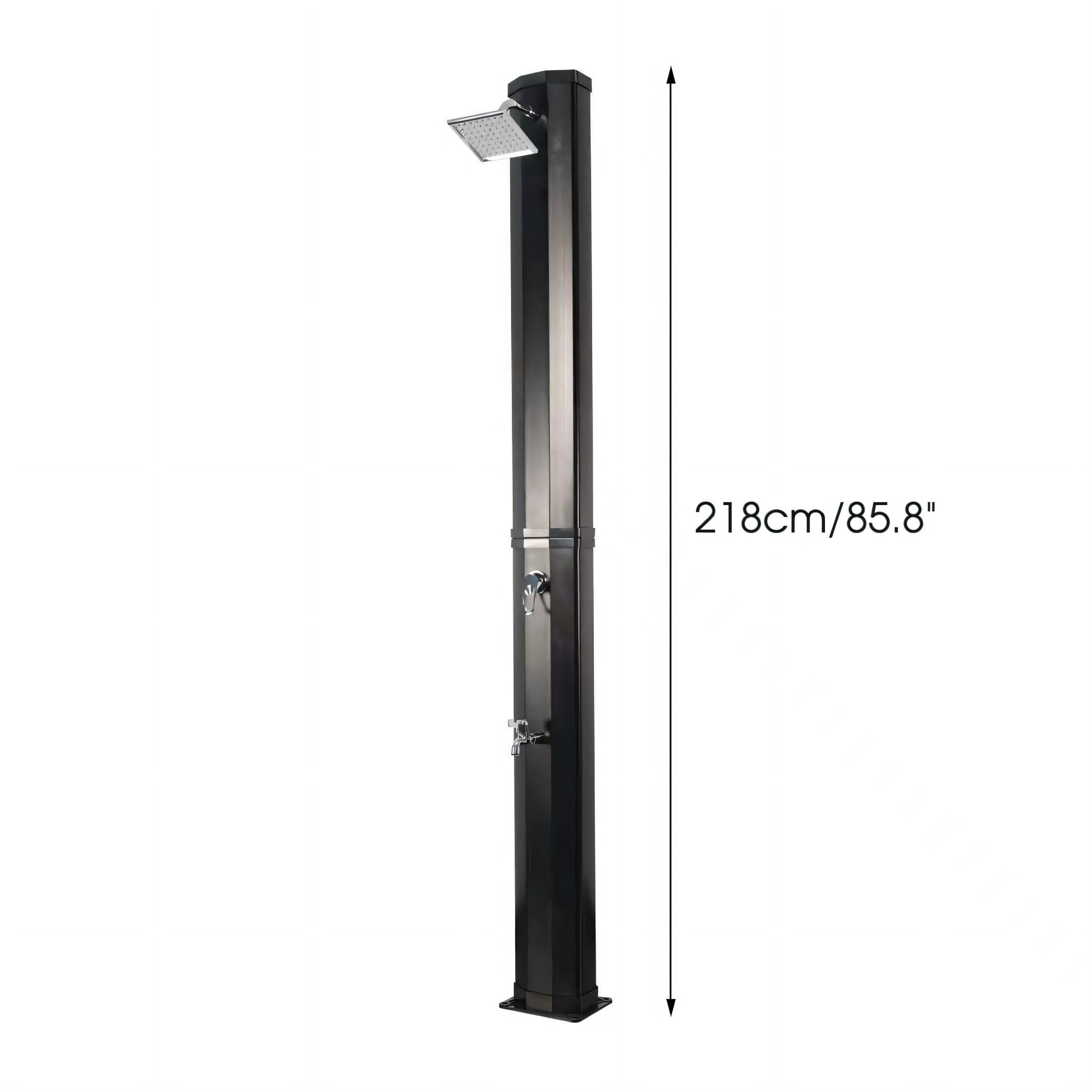 7.2 FT Outdoor Solar Heated Shower - 9.3 Gallon Portable Camping Shower with Adjustable Shower Head & Foot Tap - Perfect for Beach, Poolside, Backyard, RV and Off-Grid Living - Black