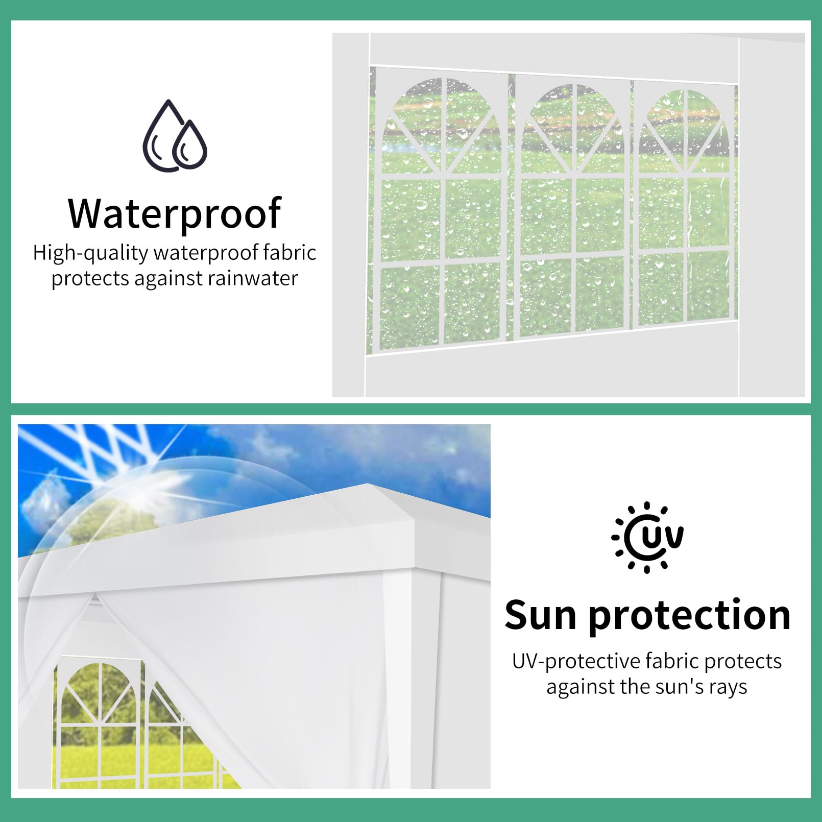 HOTEEL 10x20 FT White Waterproof Canopy Tent with Removable Sidewalls - UV Protection Outdoor Party Tent for Wedding, BBQ, Camping, and Events - Perfect for Backyard Gatherings, Beach Parties, and Market Stalls