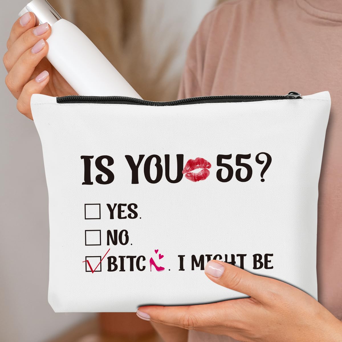 55th Birthday Gifts for Women - Funny Makeup Bag & Cosmetic Pouch for Mom, Grandma | Perfect for 55 Year Old Birthday Party Decorations & Anniversary Celebrations | Great for Travel, Spa Days & Gift Giving