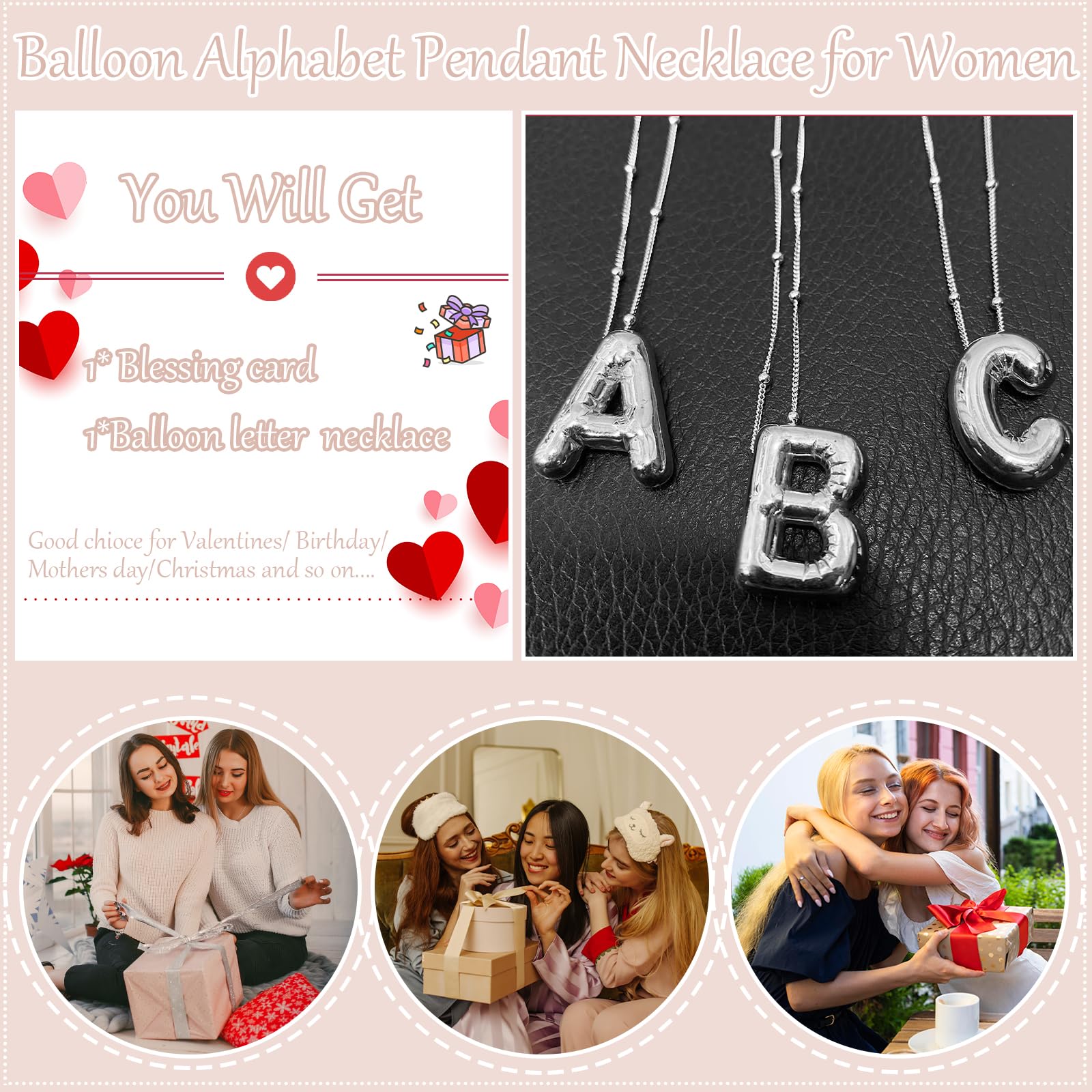 YANCHUN Gold Plated Bubble Letter Necklace for Women - Personalized Initial Charm Necklace, Christmas Gift for Her, Alphabet Stocking Stuffer - Perfect for Holiday Parties & Gifting