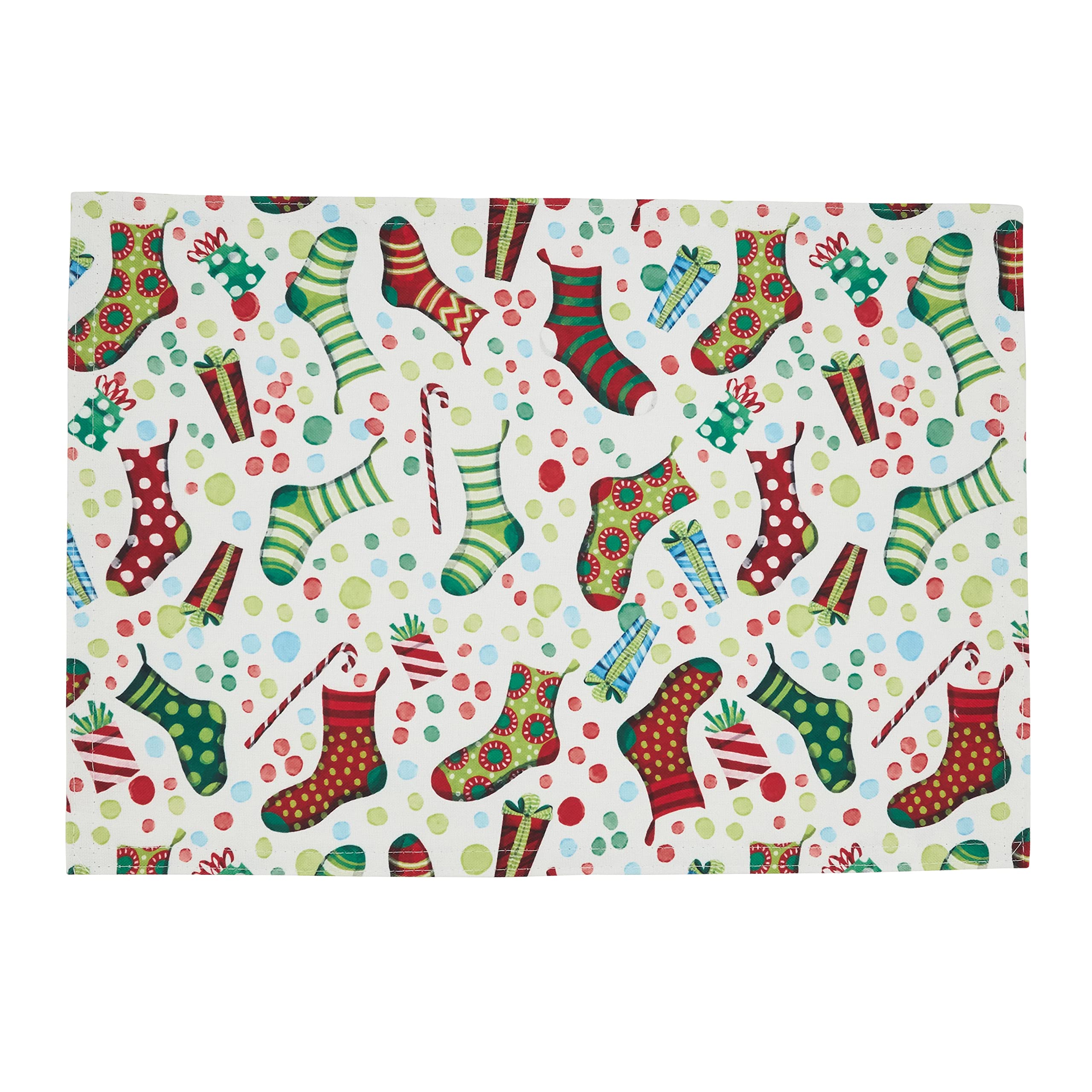 Christmas Stockings Placemats Set of 4 - Holiday Dining Decor for Christmas Table Setting, Party Dinner & Festive Home Decor