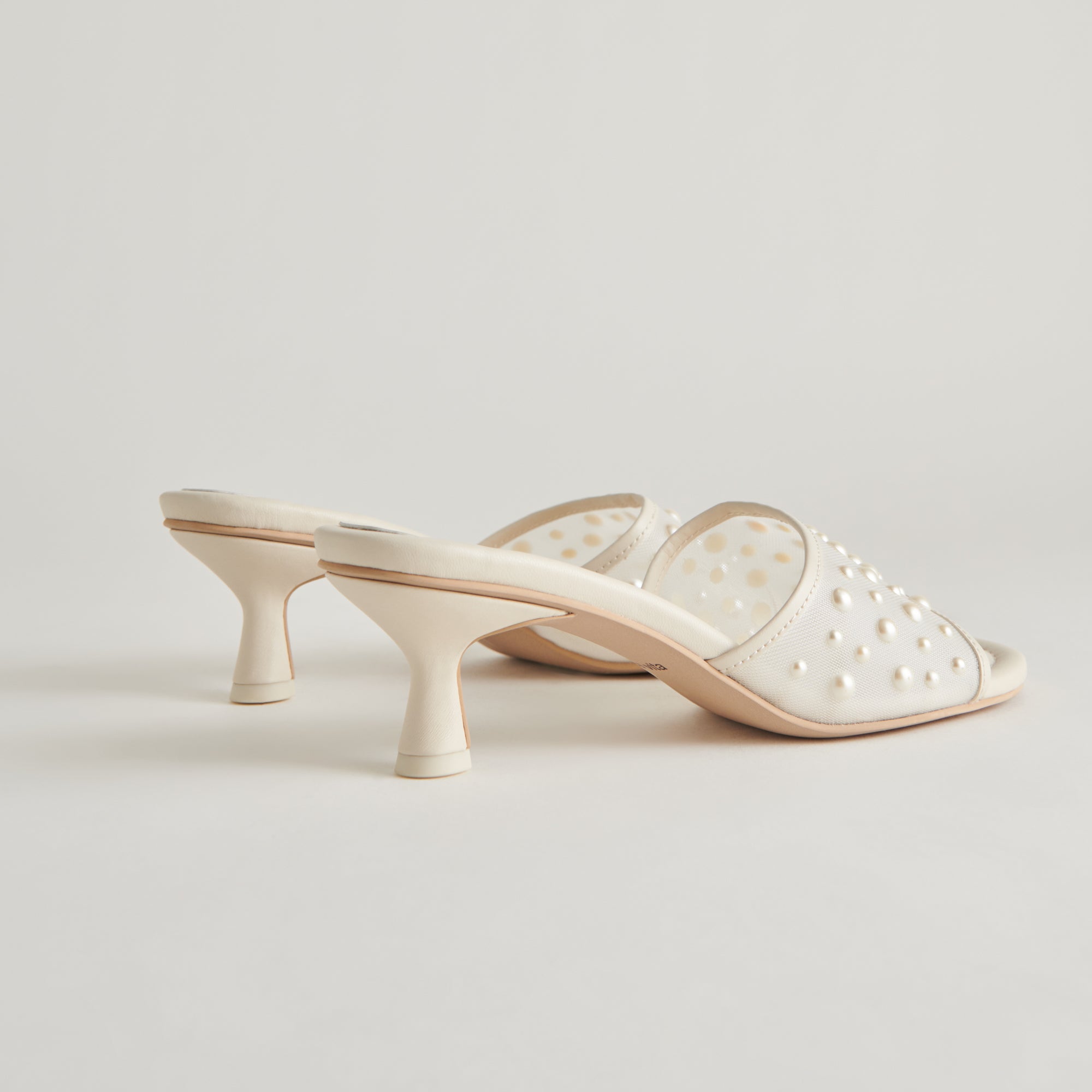 MEEZA PEARL HEELS IVORY MESH - Elegant Women's High Heels for Weddings, Parties & Special Occasions | Comfortable & Stylish Dress Shoes for Evening Events
