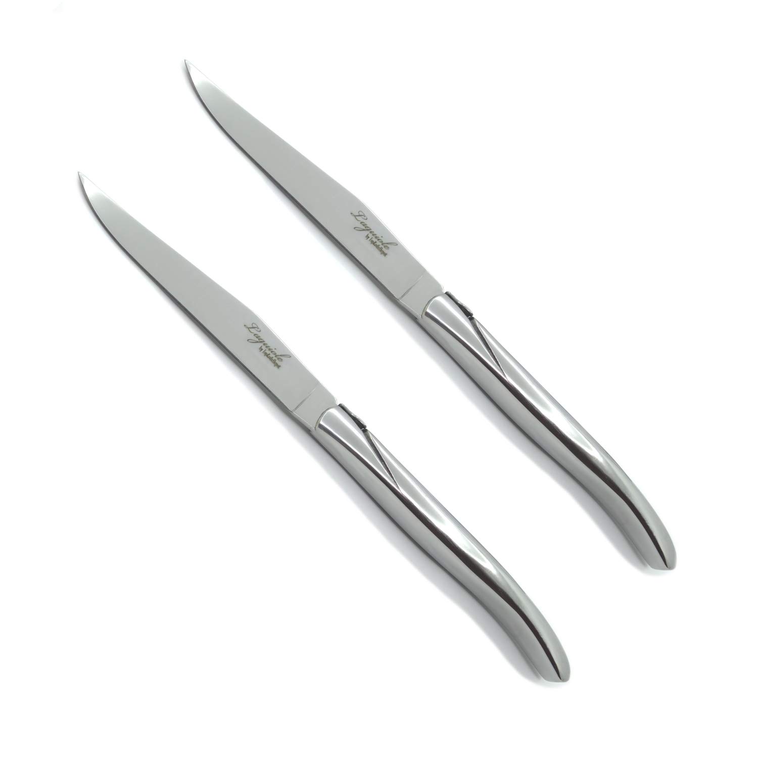 Premium Laguiole Forged Steak Knife Set - 2 Stainless Steel Handle Steak Knives with Gift Box - Perfect for Fine Dining, BBQ & Wedding Gifts