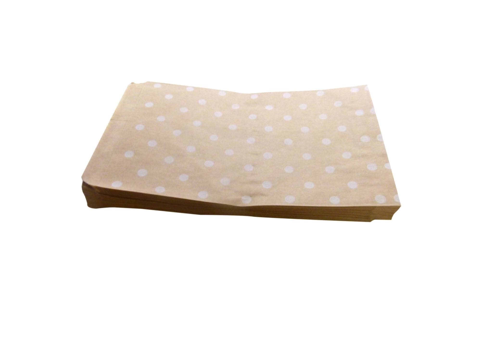 100 Pack 8.5x11 Inch White Polka Dot Brown Kraft Paper Gift Bags | Eco-Friendly Party Favor Bags for Cookies, Treats, Gifts & Retail Packaging | Perfect for Birthday Parties, Weddings, Baby Showers & Holiday Gifting