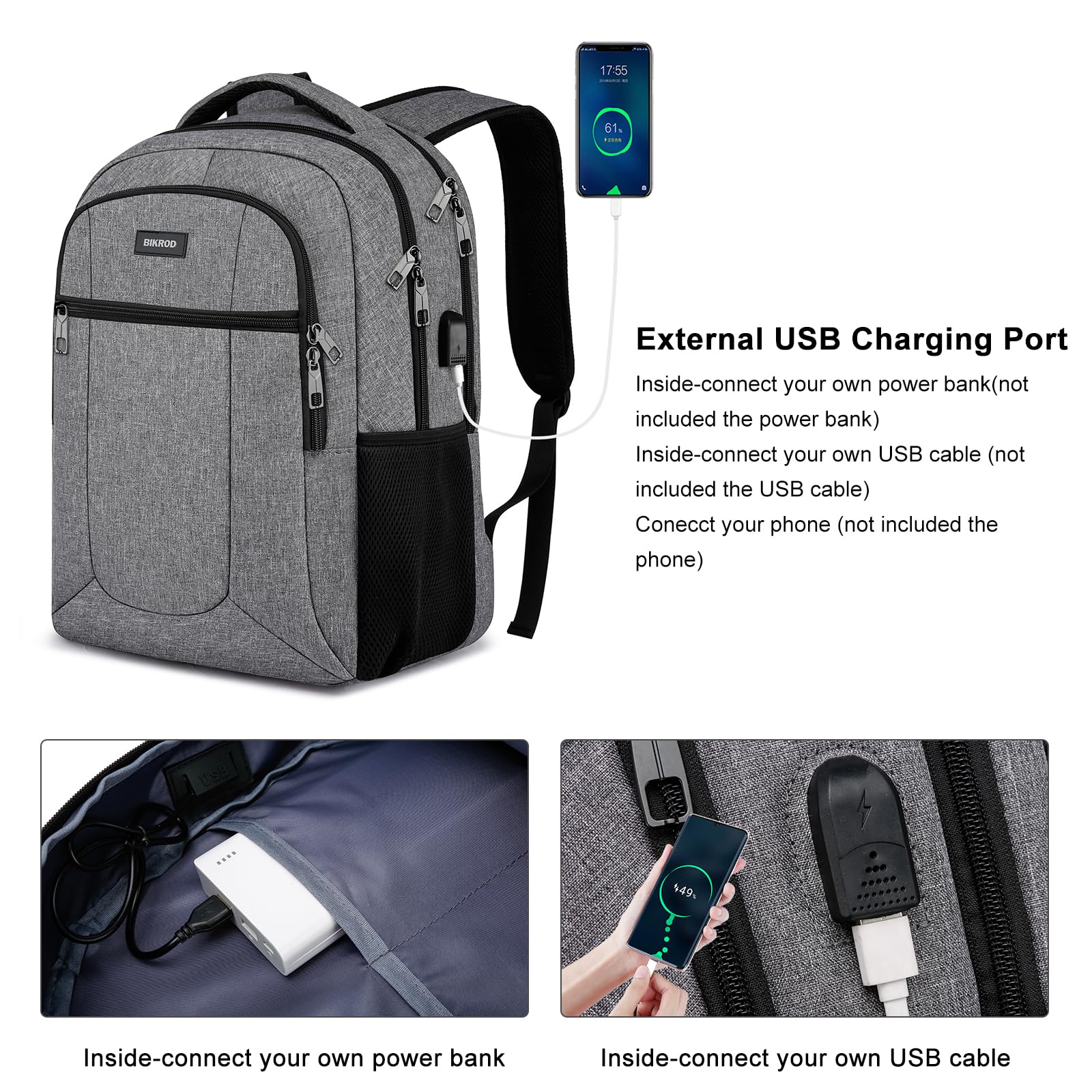 Waterproof Travel Laptop Backpack for Men & Women - Anti-Theft Business Computer Bag with USB Charging Port - Fits 15.6 Inch Laptop - Perfect for School, Work, Commuting & Air Travel