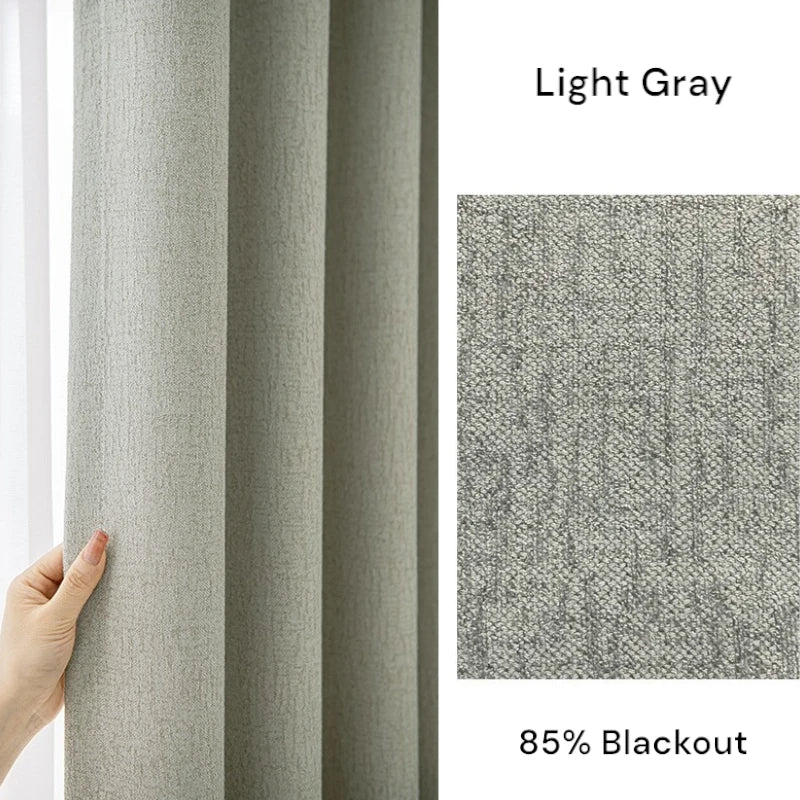 Agnes Textured Cotton Linen Blackout Curtains for Bedroom - Custom Size Thermal Insulated Drapes for Living Room & Nursery (96