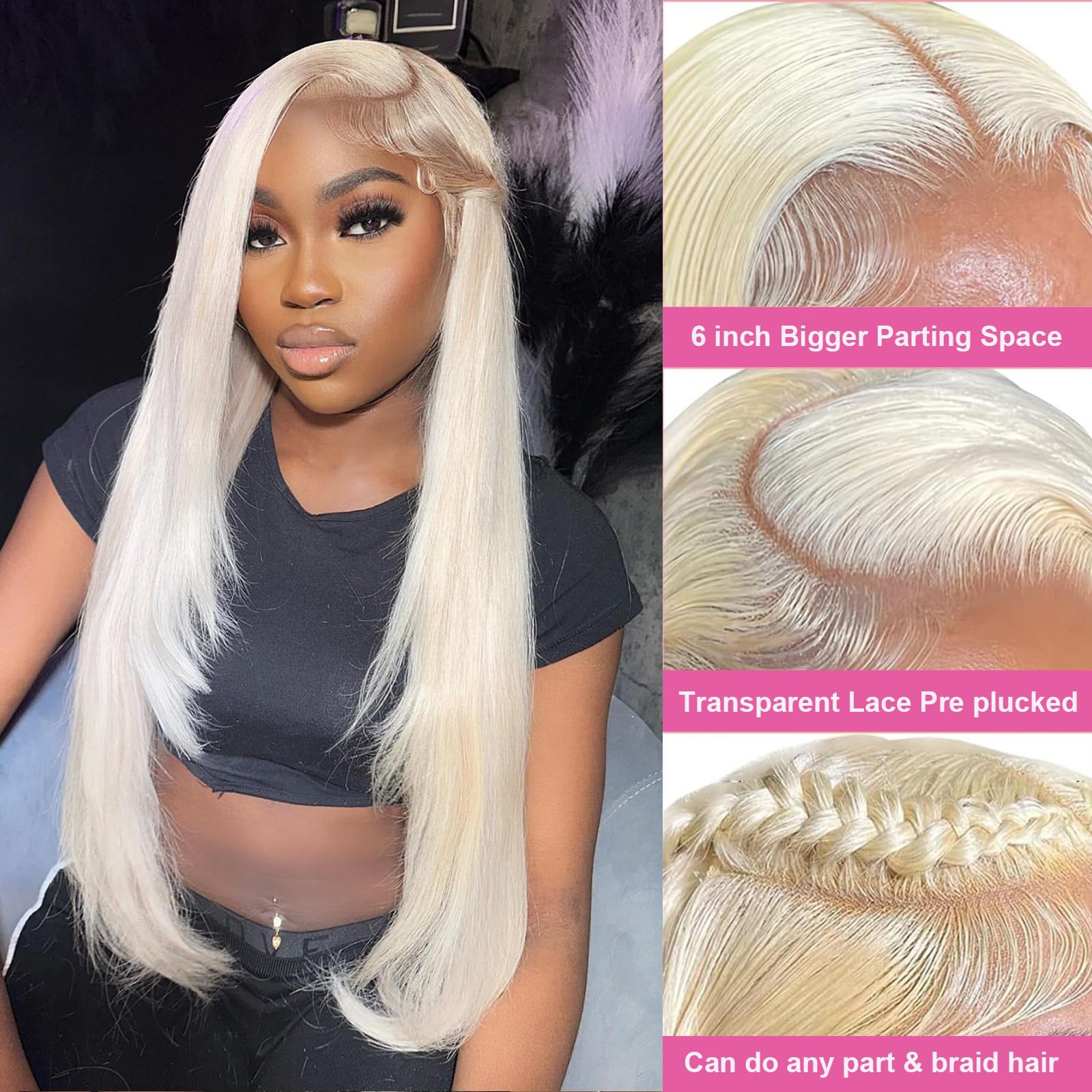 613 Blonde 13x6 HD Lace Front Wig - 30 Inch Straight Human Hair Wig with Pre-Plucked Baby Hair & 180% Density | Perfect for Cosplay, Daily Wear & Special Occasions