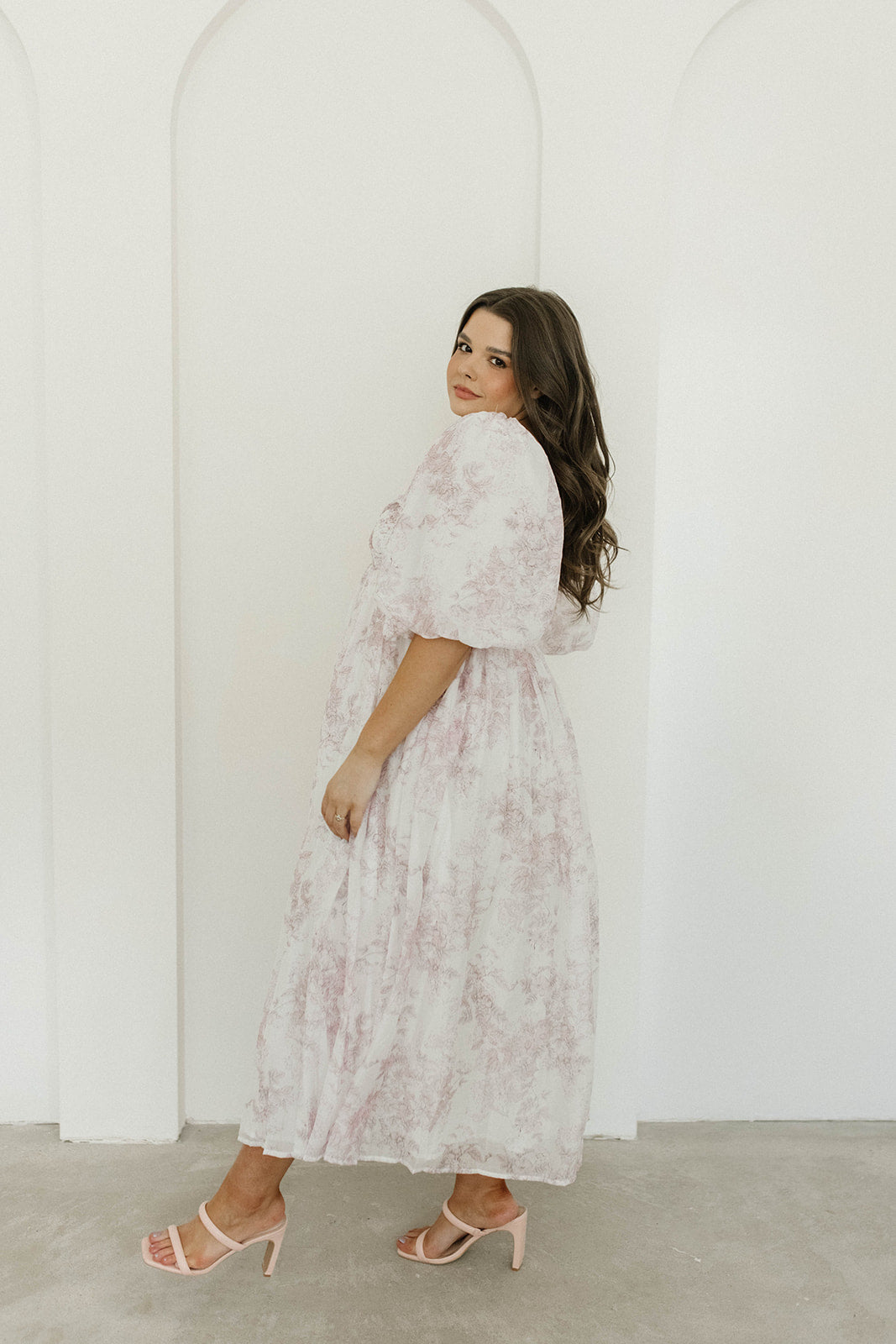 Harlow Midi Dress - Light Pink Floral Print, Bump Friendly Maternity Dress, Inclusive Sizing (S-3XL) for Pregnancy, Baby Shower & Special Occasions