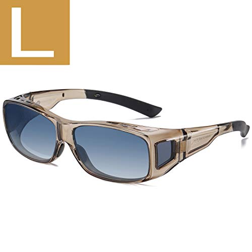 L Size Transparent Brown Frame Blue Lens