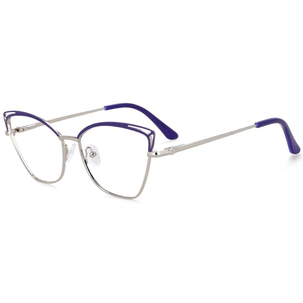 CCspace Women's Full Rim Cat Eye Alloy Frame Eyeglasses 54264 - Stylish Retro Glasses for Women, Lightweight Metal Frame, UV Protection - Perfect for Office, Reading & Fashion Accessories