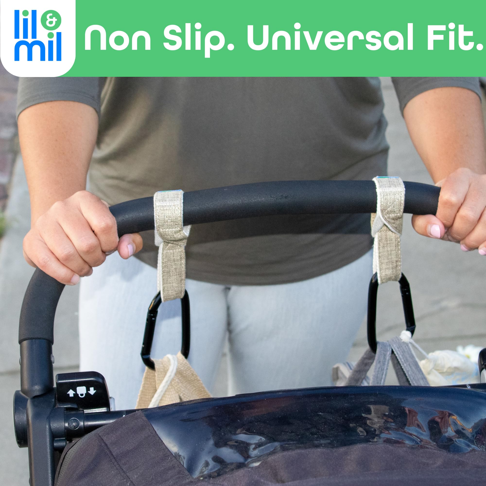 Lil & Mil Stroller Hooks for Diaper Bags, Shopping & Travel - Heavy Duty Stroller Clips for Hanging Bags & Accessories (2 Pack) - Perfect for Strollers, Wagons & Baby Gear Organization