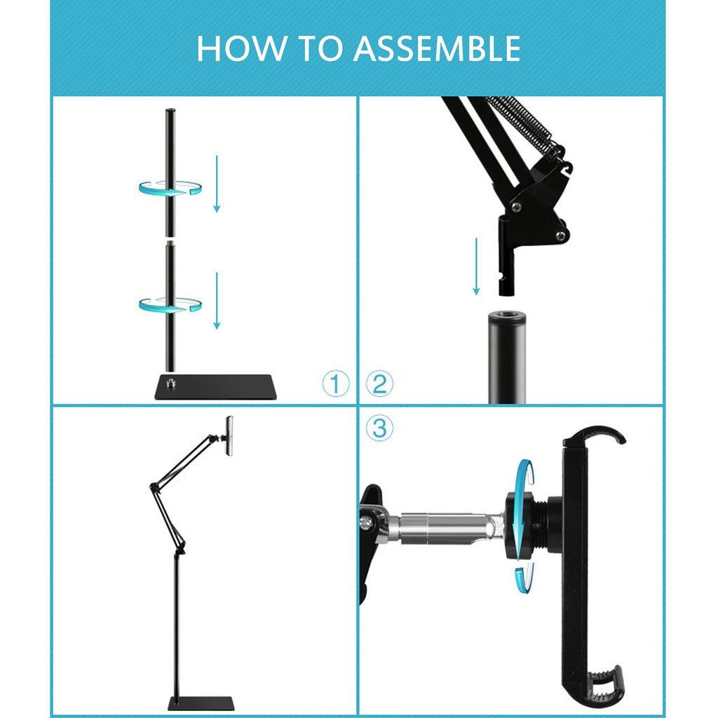 Universal Adjustable Floor Stand Holder for Mobile Phones & Tablets - Perfect for Home, Office, and Studio Use