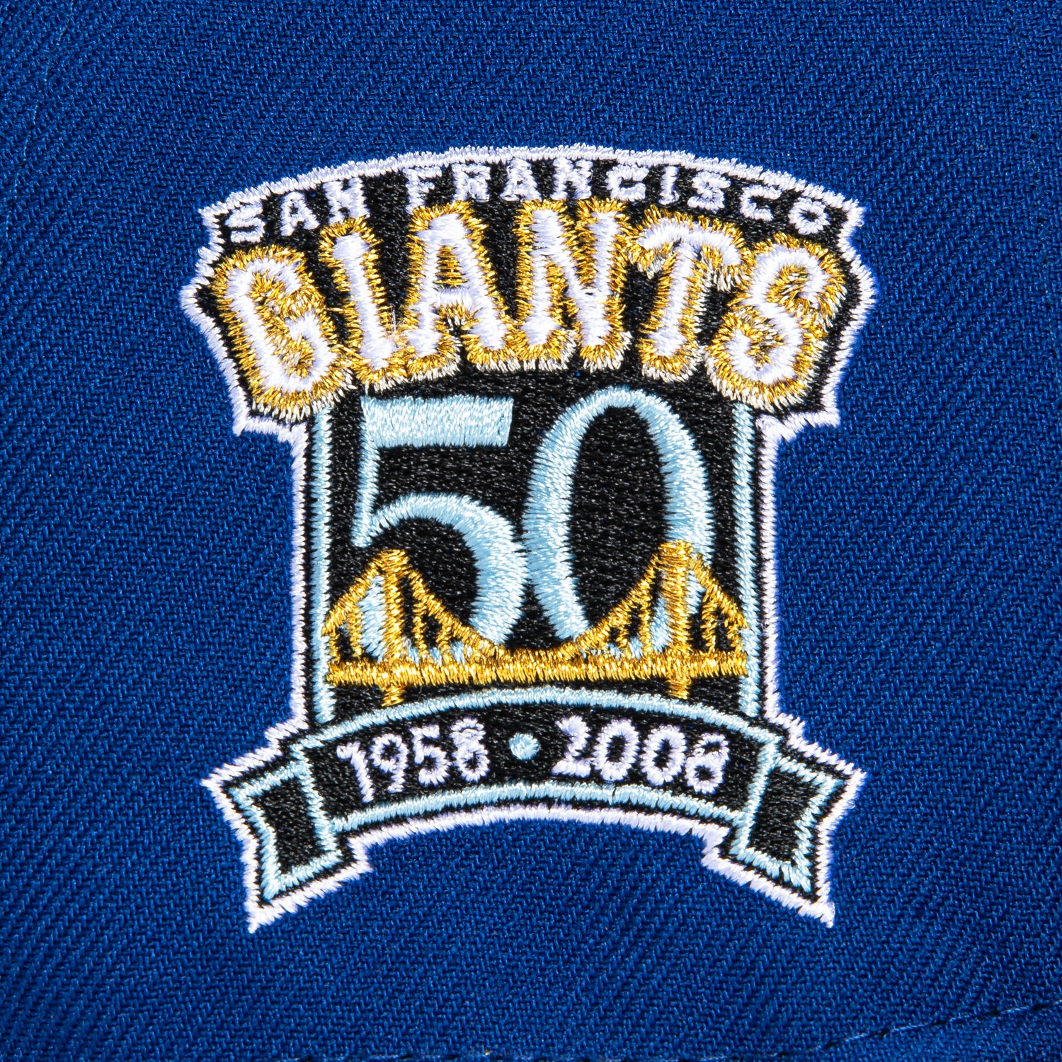 New Era 59Fifty San Francisco Giants 50th Anniversary Patch Script Premium Hat - Royal & Black - Official MLB Baseball Cap for Fans & Collectors - Perfect for Games, Gifts & Streetwear Fashion