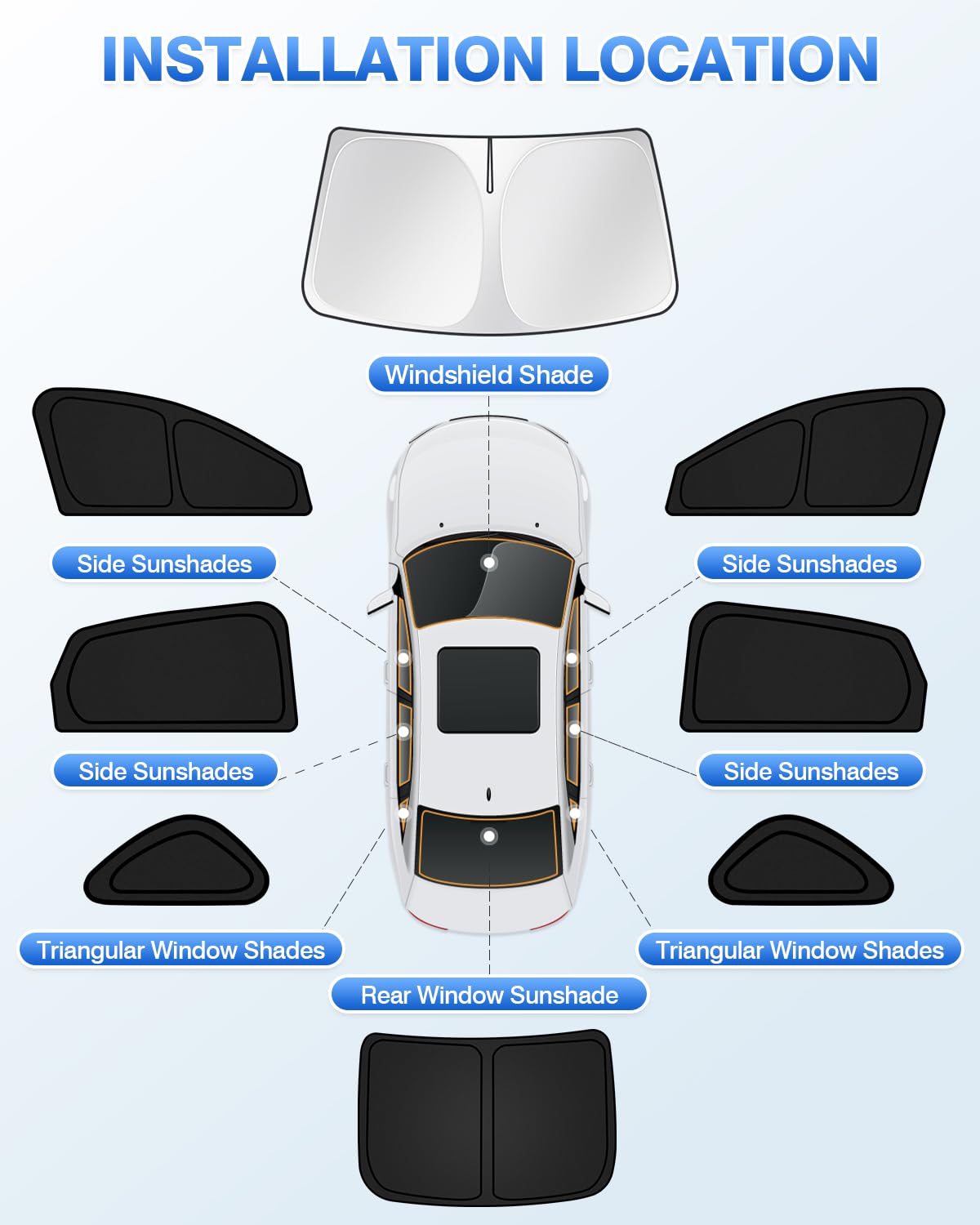 2023-2025 Honda Accord Sunshades Set - 8PCS Windshield & Window Sun Shades for UV Protection & Privacy, Keep Your Car Cool - Perfect for Summer Parking & Road Trips