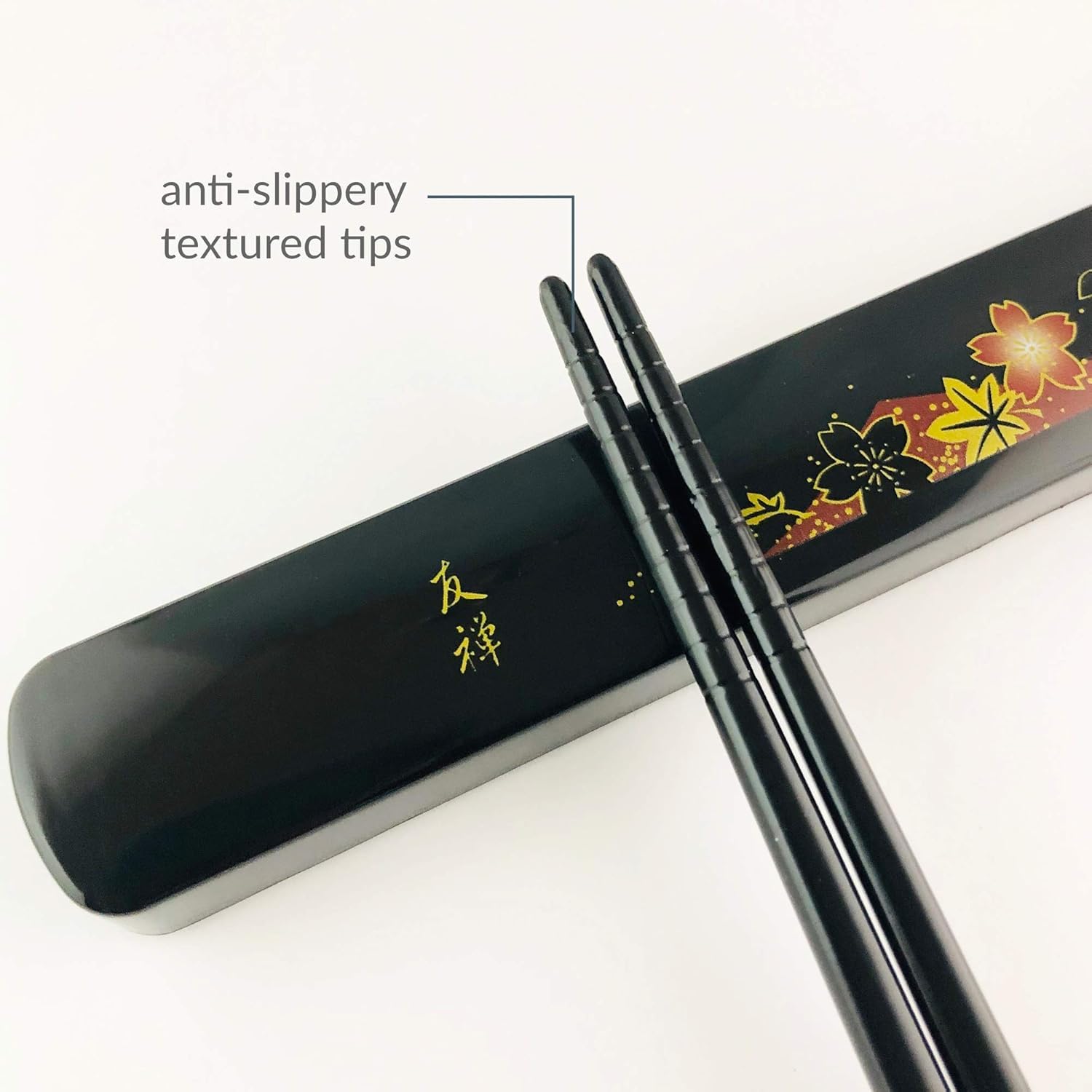 JapanBargain 3687 - Reusable Bamboo Travel Chopsticks Set with Case | Chinese, Korean & Japanese Style Utensil | Dishwasher Safe | Made in Japan (Yuzen Red) | Perfect for Asian Dining, Travel, Picnics & Home Use