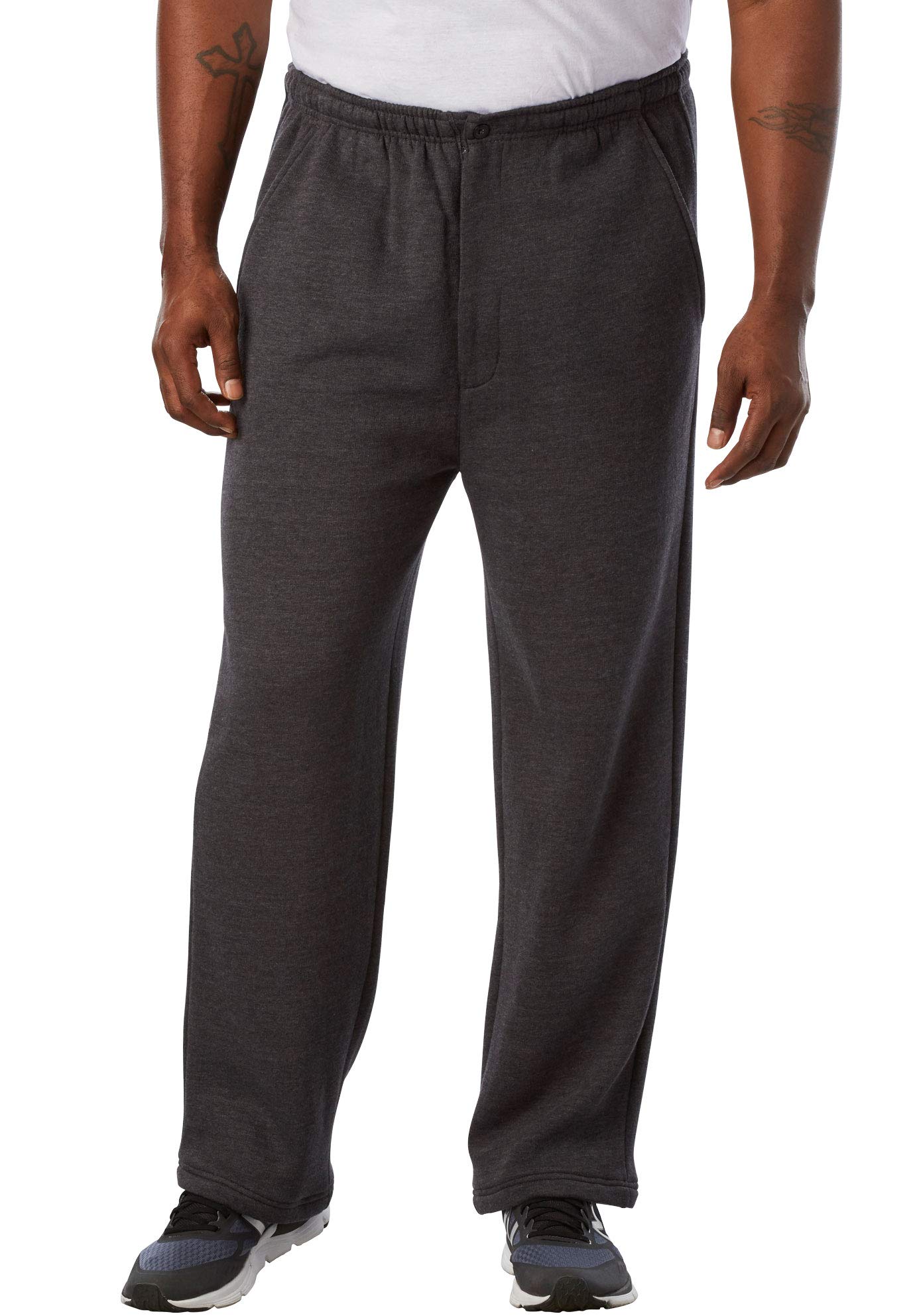 **KingSize Men's Big & Tall Fleece Zip Fly Pants - Soft & Warm Winter Lounge Pants for Relaxing at Home**